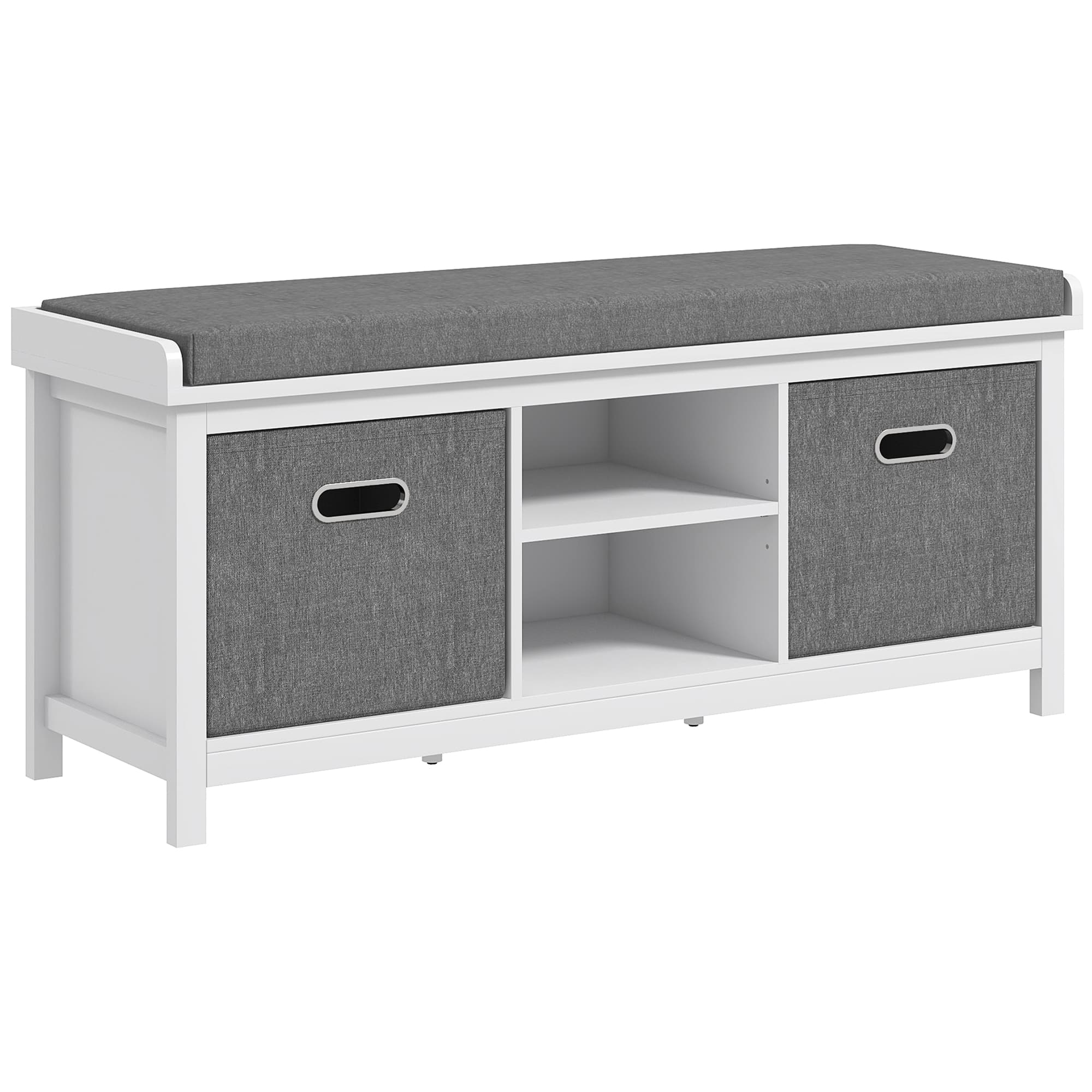 HOMCOM Shoe Bench w/ Seat, Shoe Storage Bench w/ Cushion, 2 Drawers and Adjustable Shelf for Entryway, Hallway, Living Room, Bedroom, White | Aosom UK