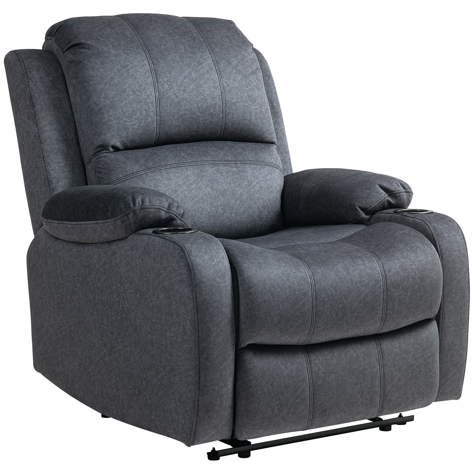 HOMCOM Microfibre Manual Reclining Armchair, with Footrest, Manual Recliner with Cat Scratch Resistant Material, Black | Aosom UK