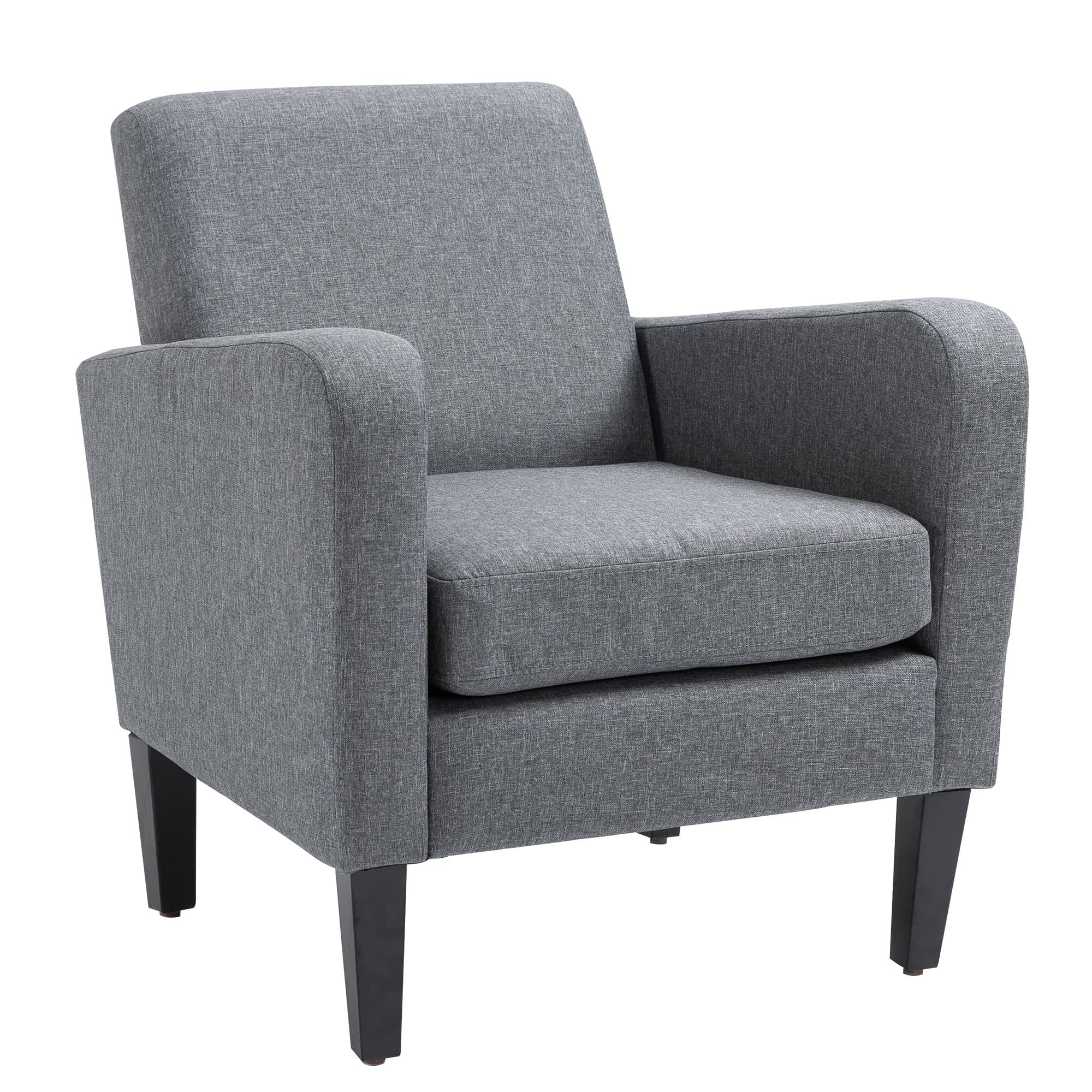 HOMCOM Linen Single Armchair, with Padded Seat & Anti-Cat-Scratch Material, Grey | Aosom UK