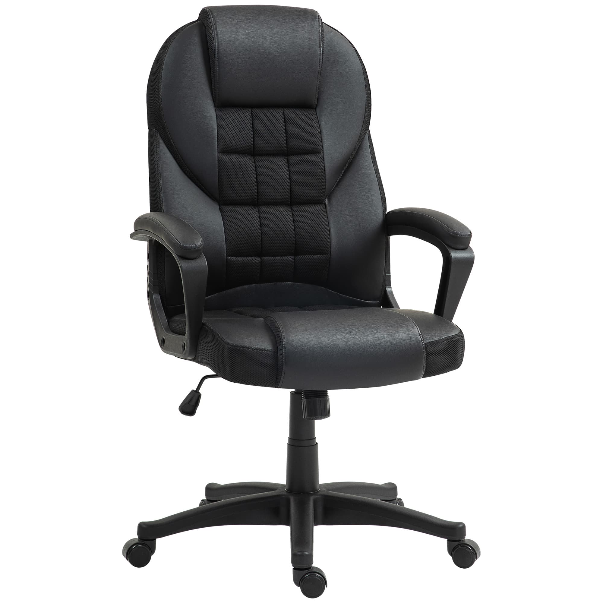 HOMCOM Executive Office Chair, Ergonomic PU Leather Desk Chair with Tilt Function & Height Adjustable, Black | Aosom UK
