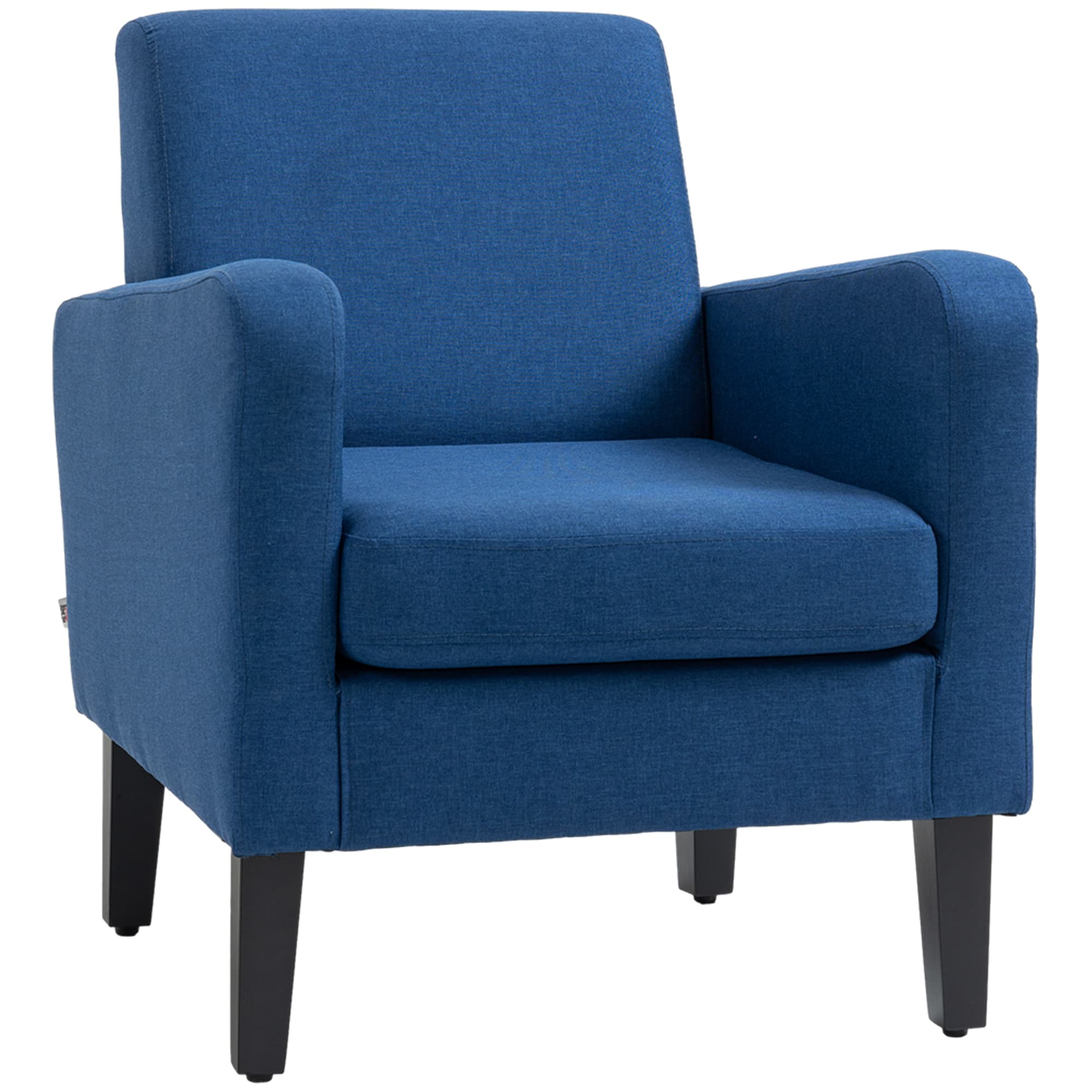 HOMCOM Modern Accent Chair, Occasional Chair with Rubber Wood Legs and Anti-Cat-Scratch Material for Living Room, Bedroom, Blue | Aosom UK