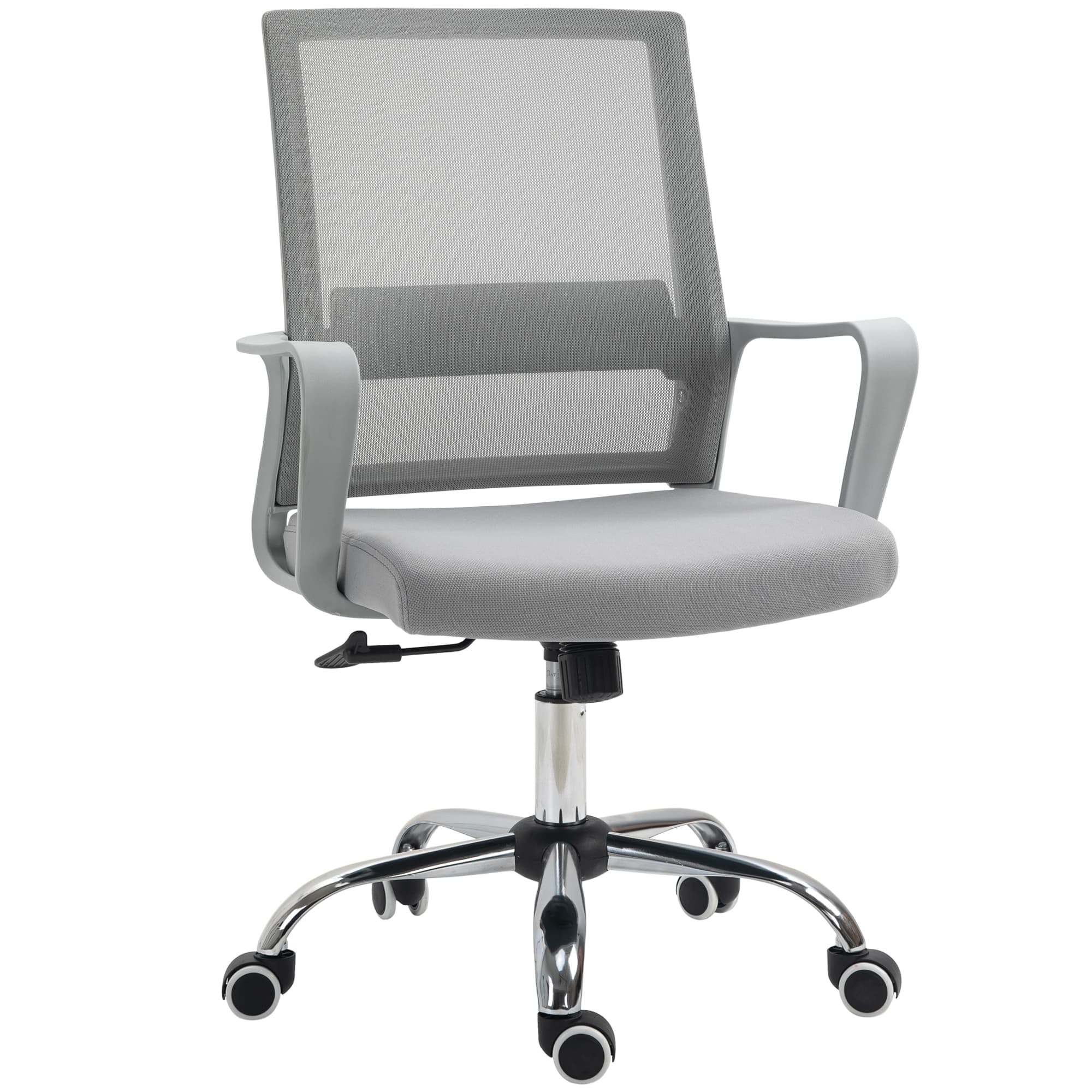 Vinsetto Ergonomic Office Chair, Mesh, with Arms, Adjustable Lumbar Support, Smooth 360° Swivel, Grey | Aosom UK