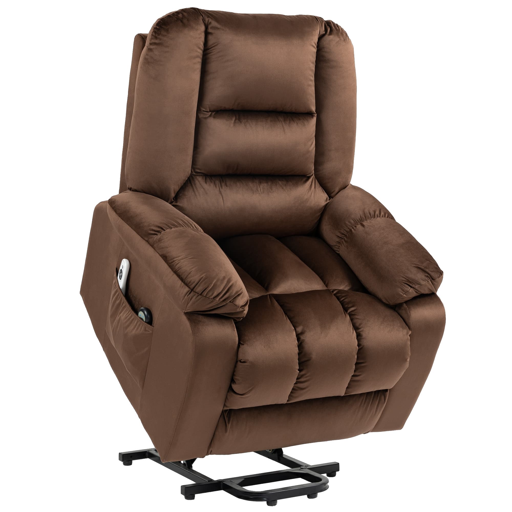 HOMCOM Lift Chair, Quick Assembly, Electric Riser and Recliner Chair with Vibration Massage, Heat, Side Pockets, Brown | Aosom UK