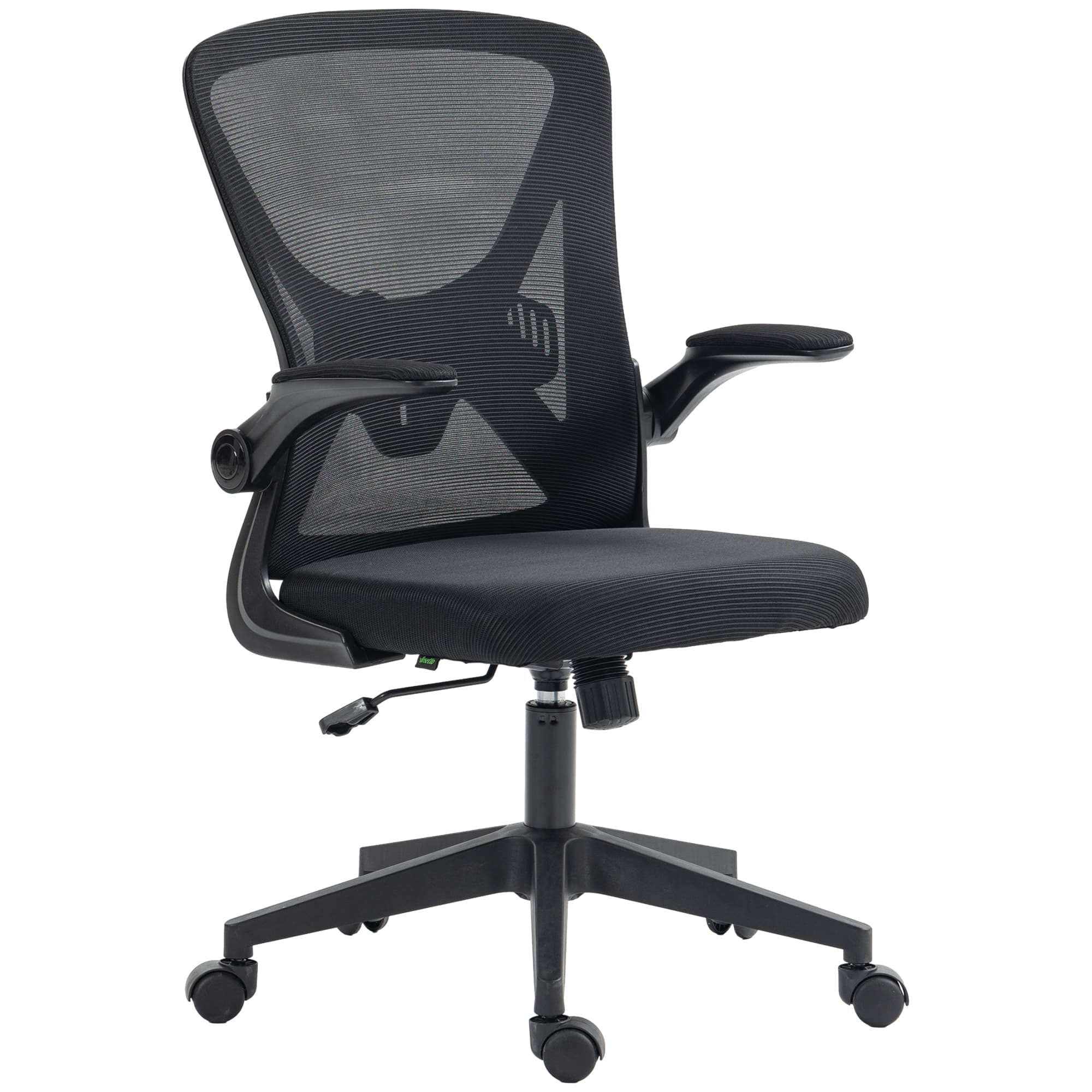 Vinsetto Mesh Office Chair Mesh with Flip-up Armrests, Lumbar Support, Swivel Wheels, Ergonomic Desk Chair, Black | Aosom UK