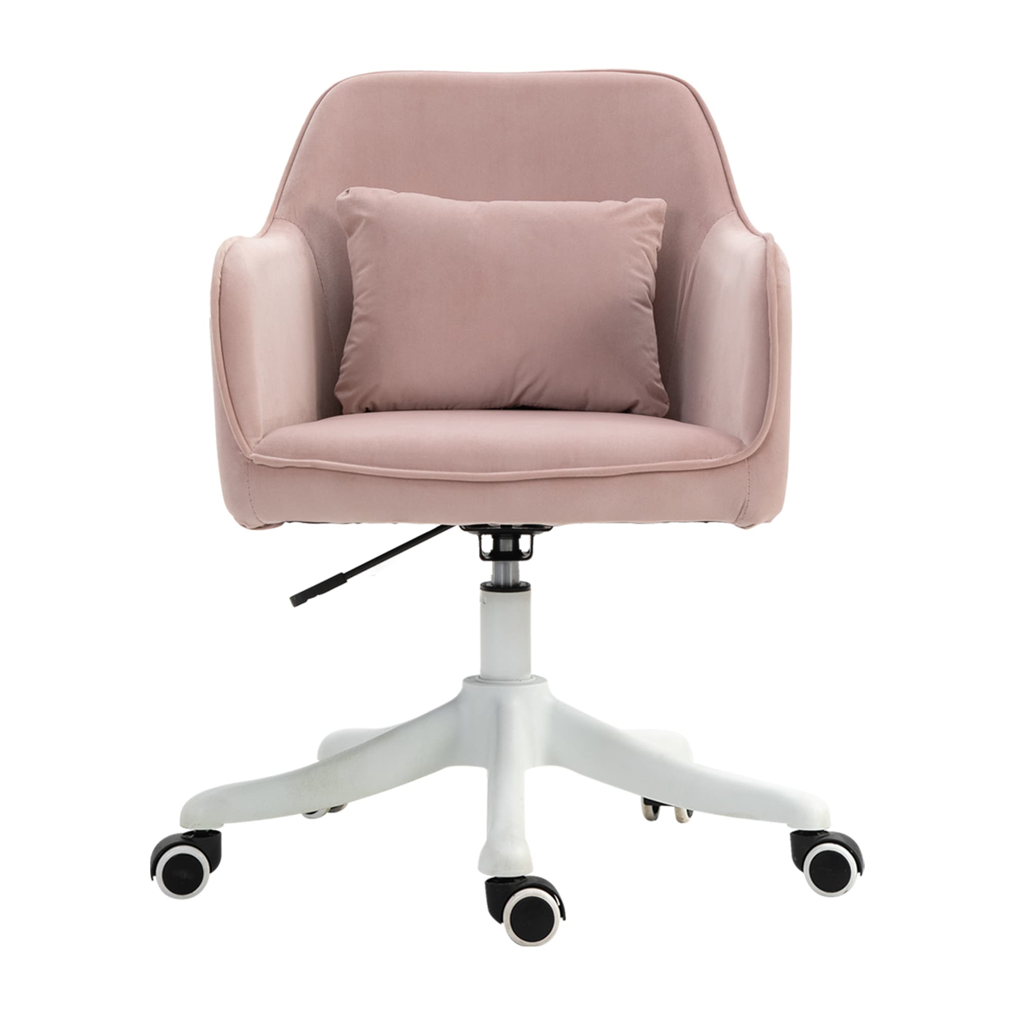 Vinsetto Velvet Massage Office Chair, Makeup Vanity Chair, Rechargeable Electric Vibration Massage Lumbar Pillow, Rolling Wheels, Pink | Aosom UK