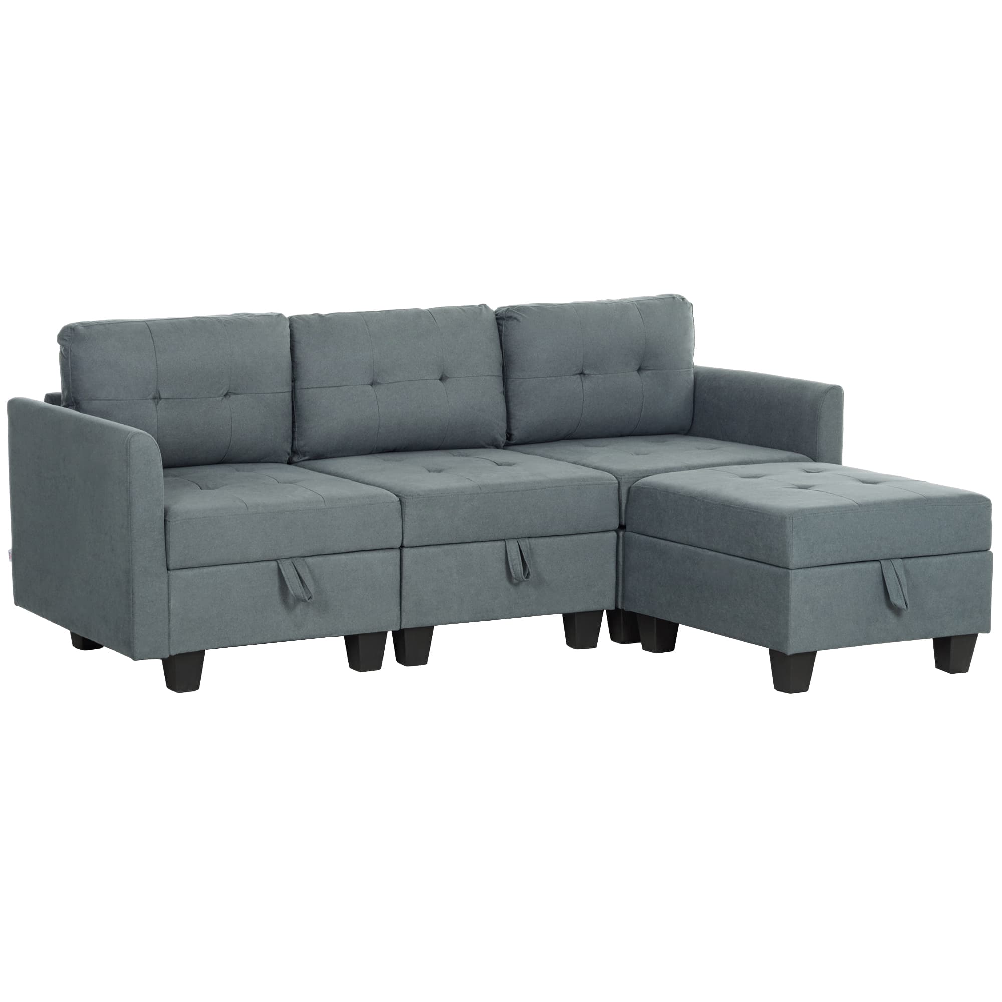 HOMCOM 'L' Shape Modular Sofa, with Storage - Dark Grey | Aosom UK