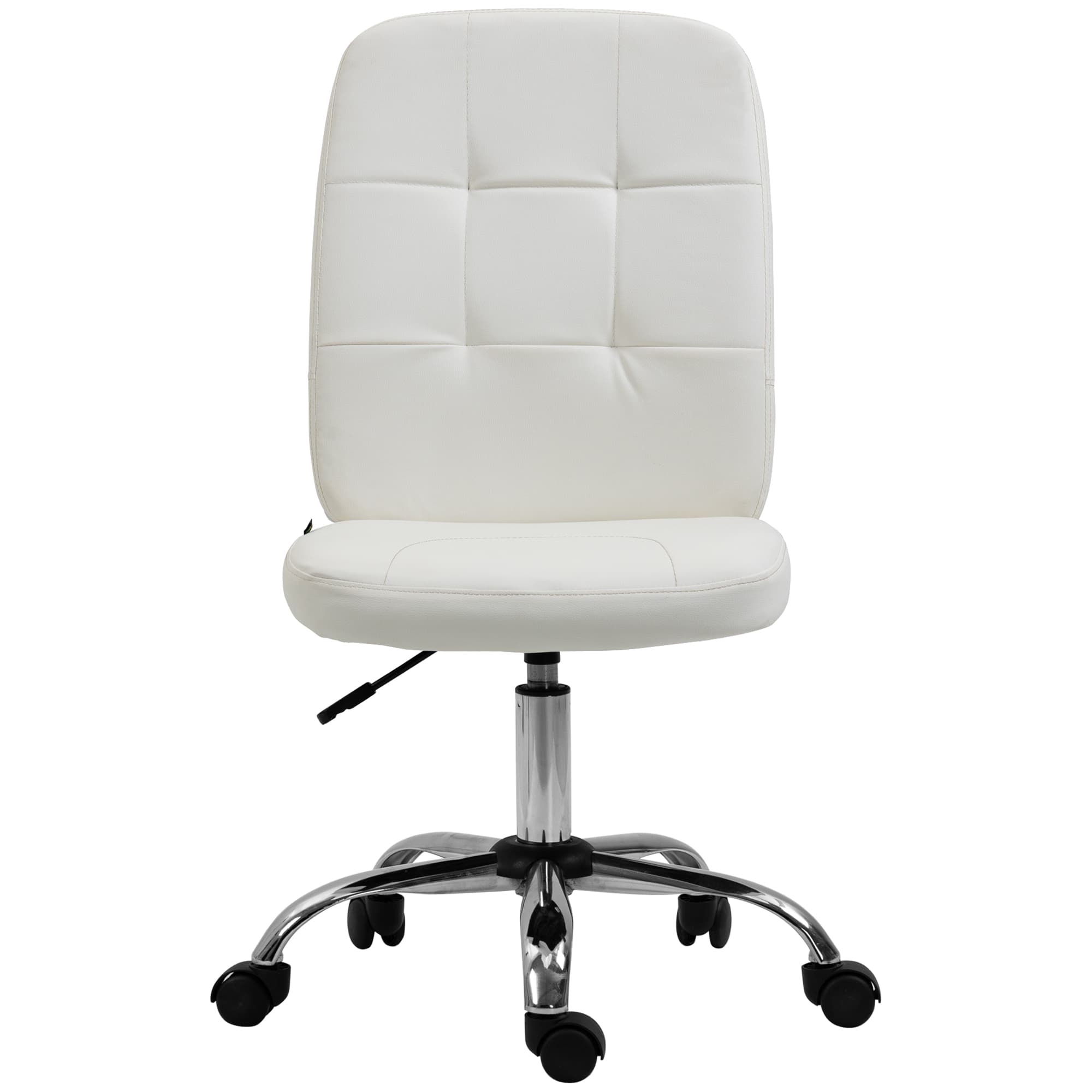 Vinsetto Home Office Chair, Faux Leather Desk Chair with Adjustable Height, Computer Desk Chair, Armless, White | Aosom UK