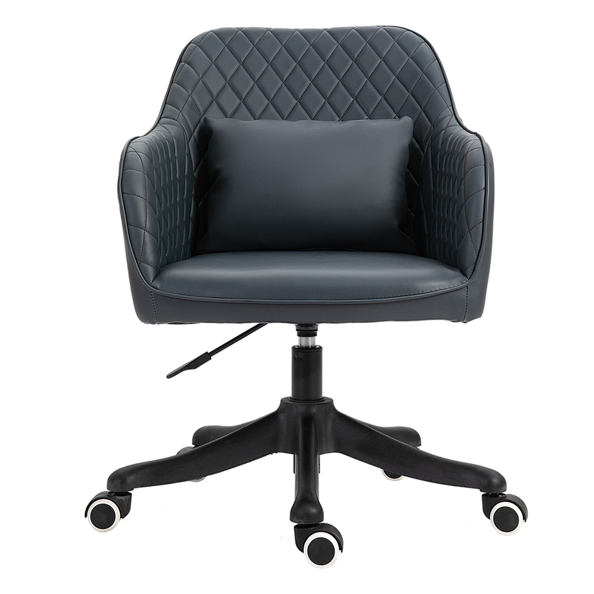 Vinsetto Massage Office Chair, PU Leather Desk Chair, Makeup Vanity Chair w/ Massage Lumbar Pillow and Rolling Wheels, Deep Blue | Aosom UK