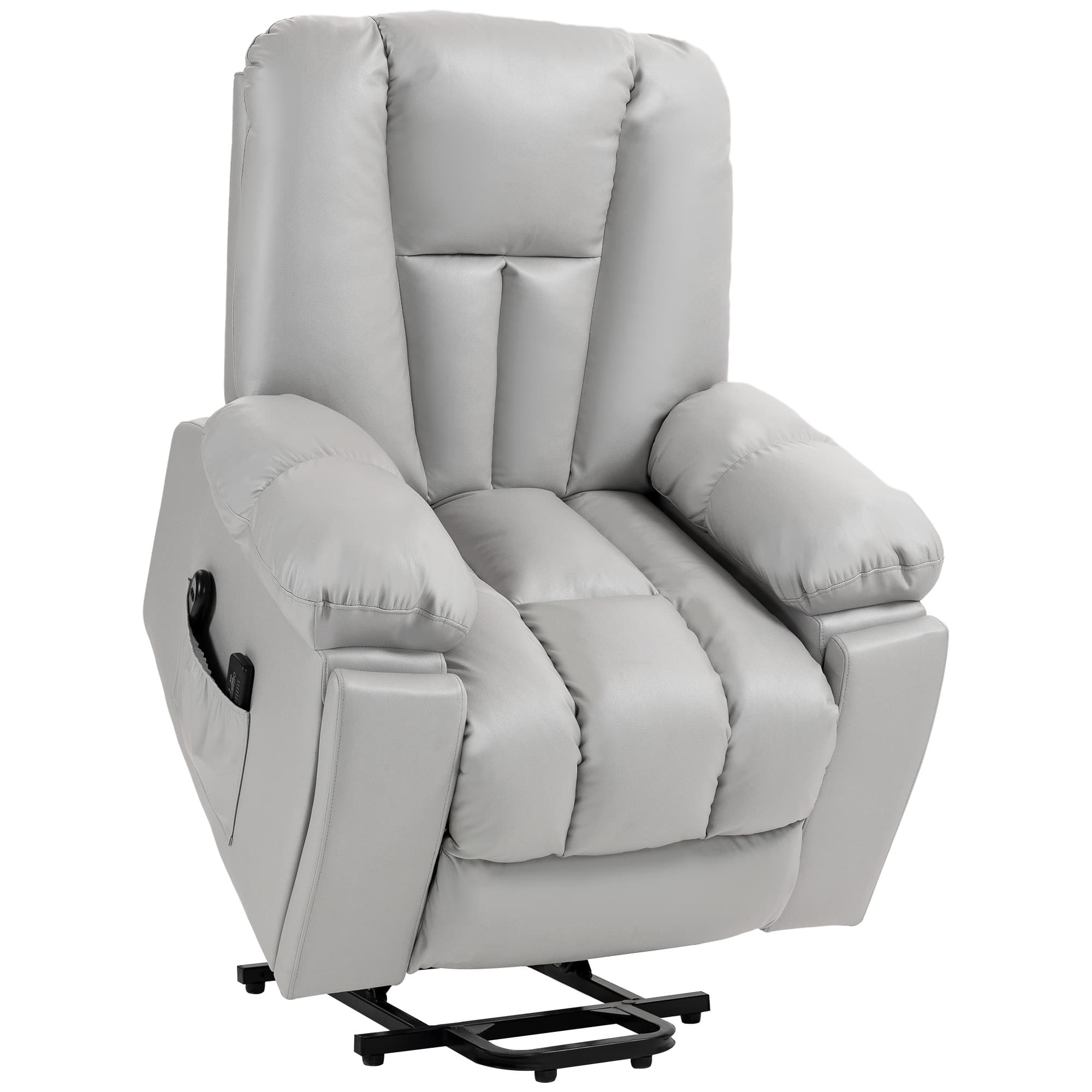 HOMCOM Electric Lift Chair with Vibration Massage and Heat, Riser Recliner Armchair, Quick Assembly, Grey | Aosom UK