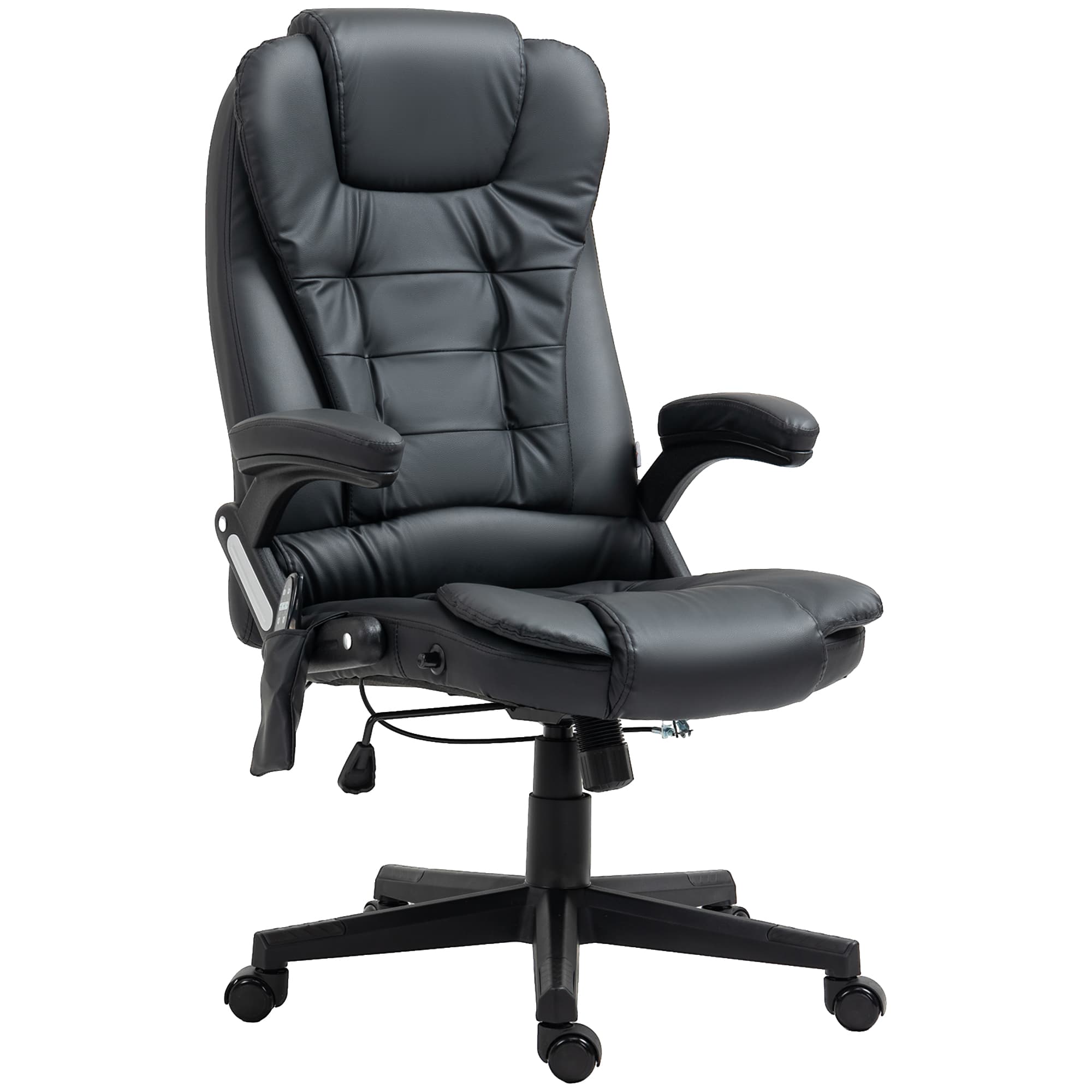HOMCOM Massage Chair with Heat, High Back PU Leather Executive Office Chair W/ Tilt and Reclining Function, Black | Aosom UK