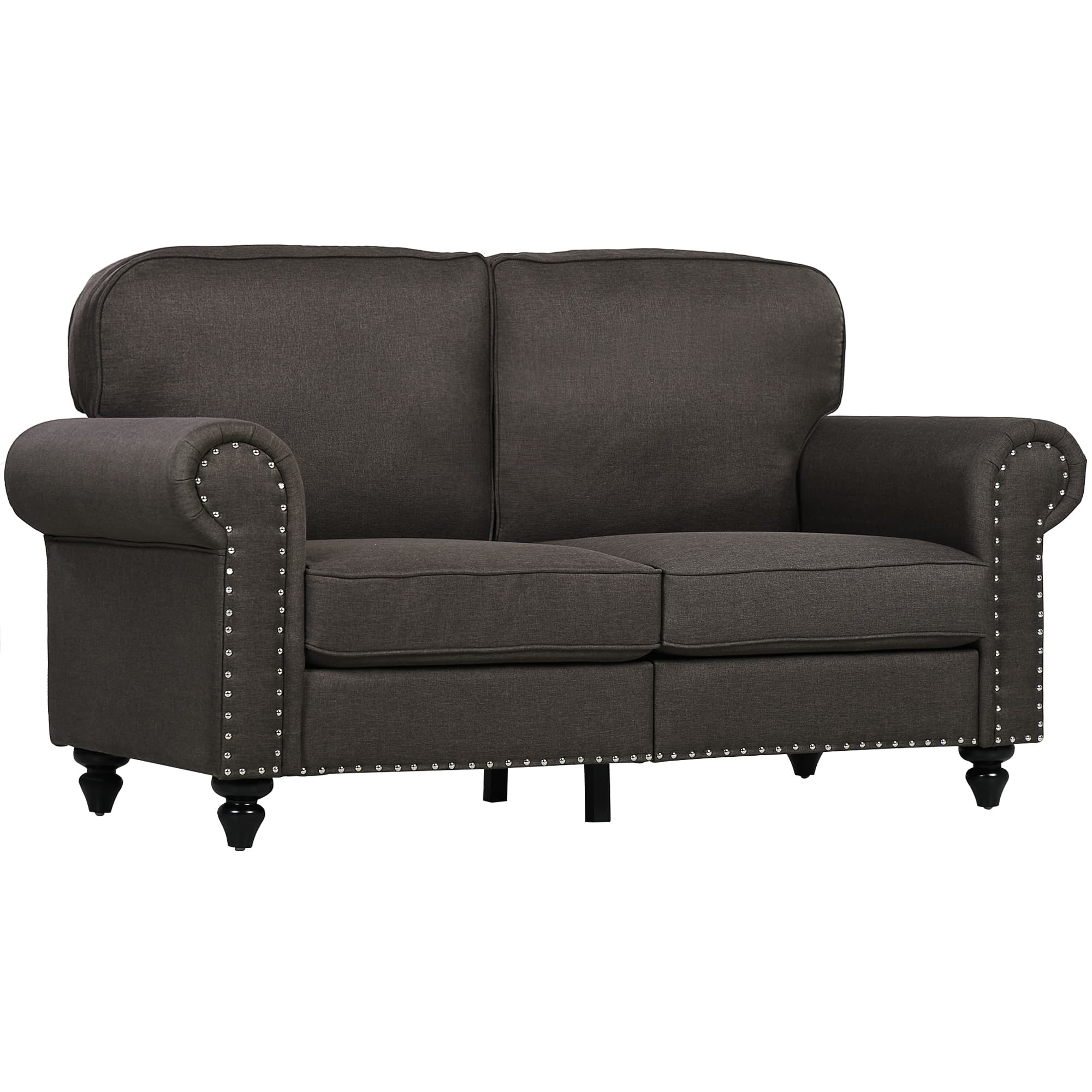 HOMCOM Two-Seater Mid-Century Sofa, with Pocket Springs, Cat Scratch Resistant, Dark Brown | Aosom UK