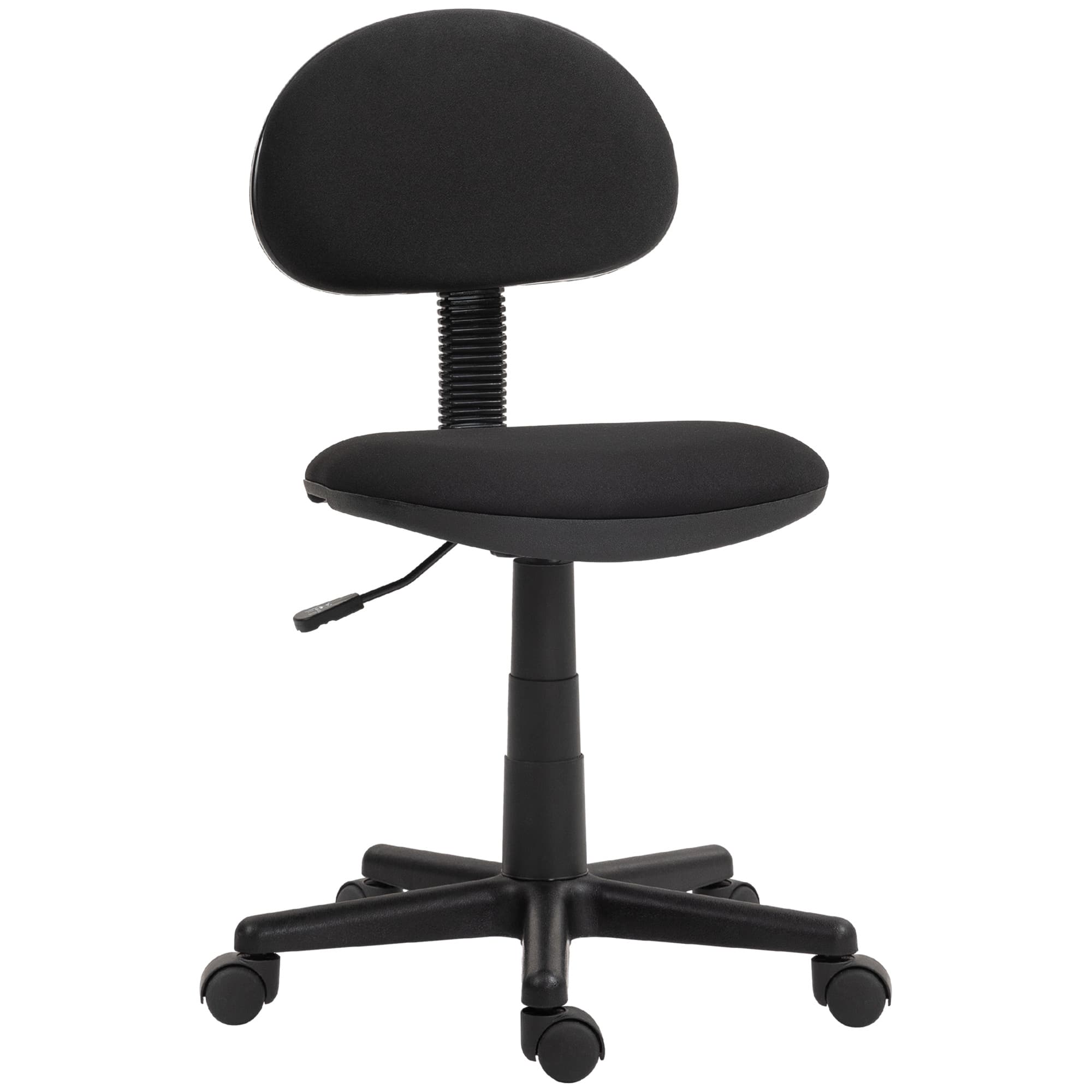 HOMCOM Armless Chair, Compact Office Desk Chair with Adjustable Height and Swivel Wheels for Small Spaces, Black | Aosom UK