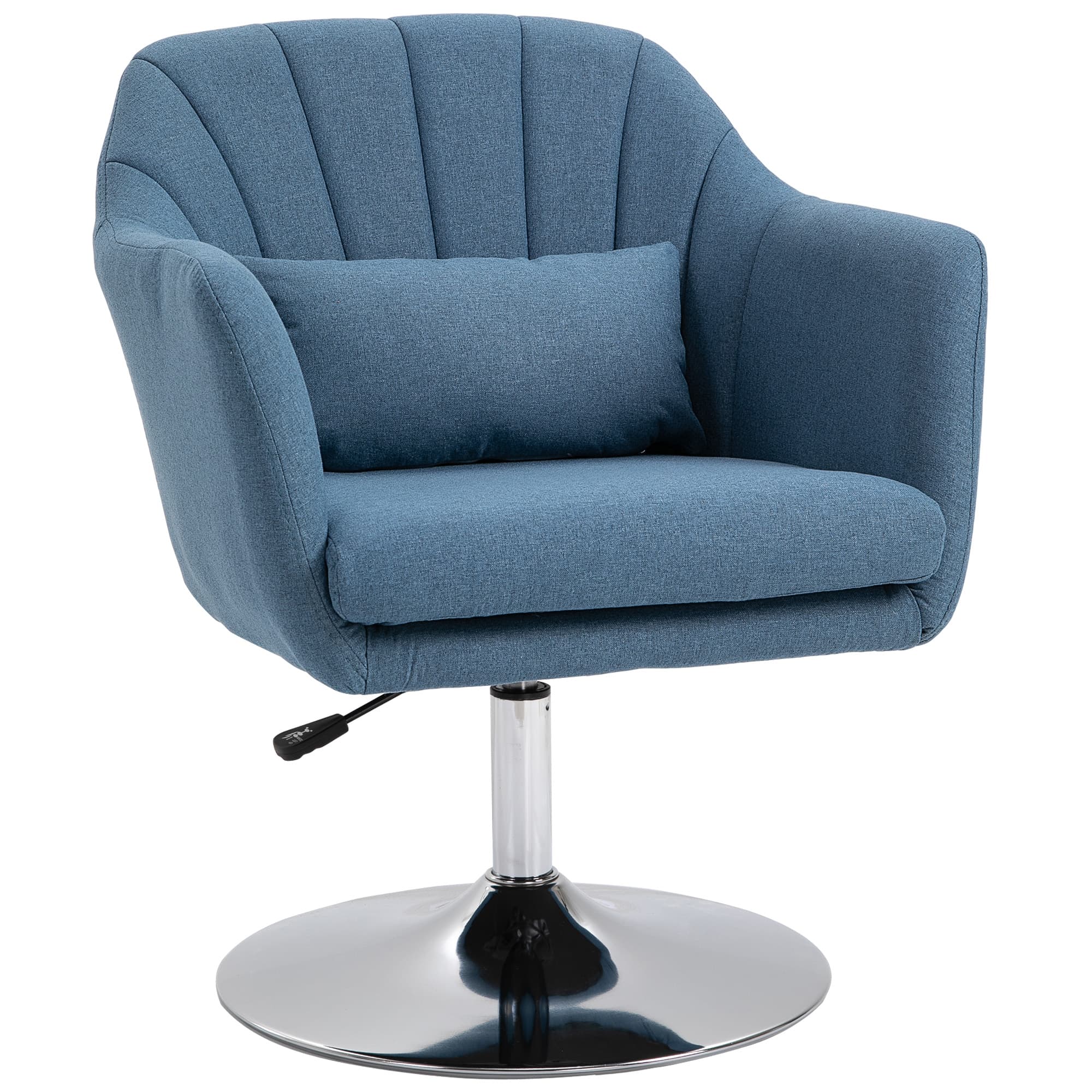 HOMCOM Swivel Accent Chair, Anti-Cat-Scratch Vanity Armchair with Adjustable Height Thick Cushion Lumbar Support Armrest for Home Office | Aosom UK