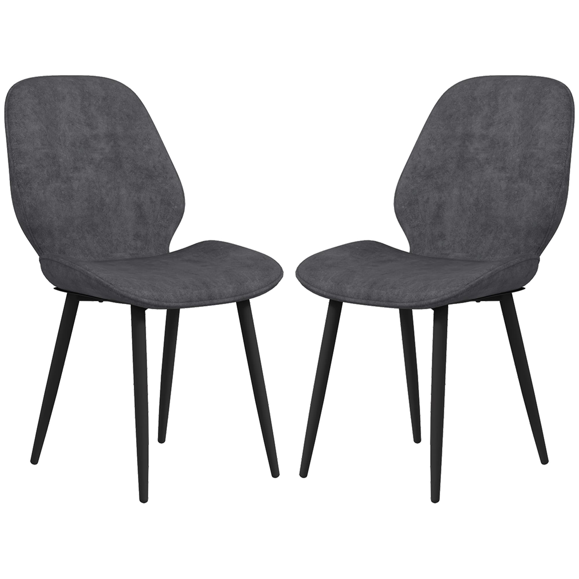 HOMCOM Velvet Dining Chairs with Metal Legs, Cosy Seating, Set of 2 Kitchen Chairs for Dining & Living Room, Grey | Aosom UK