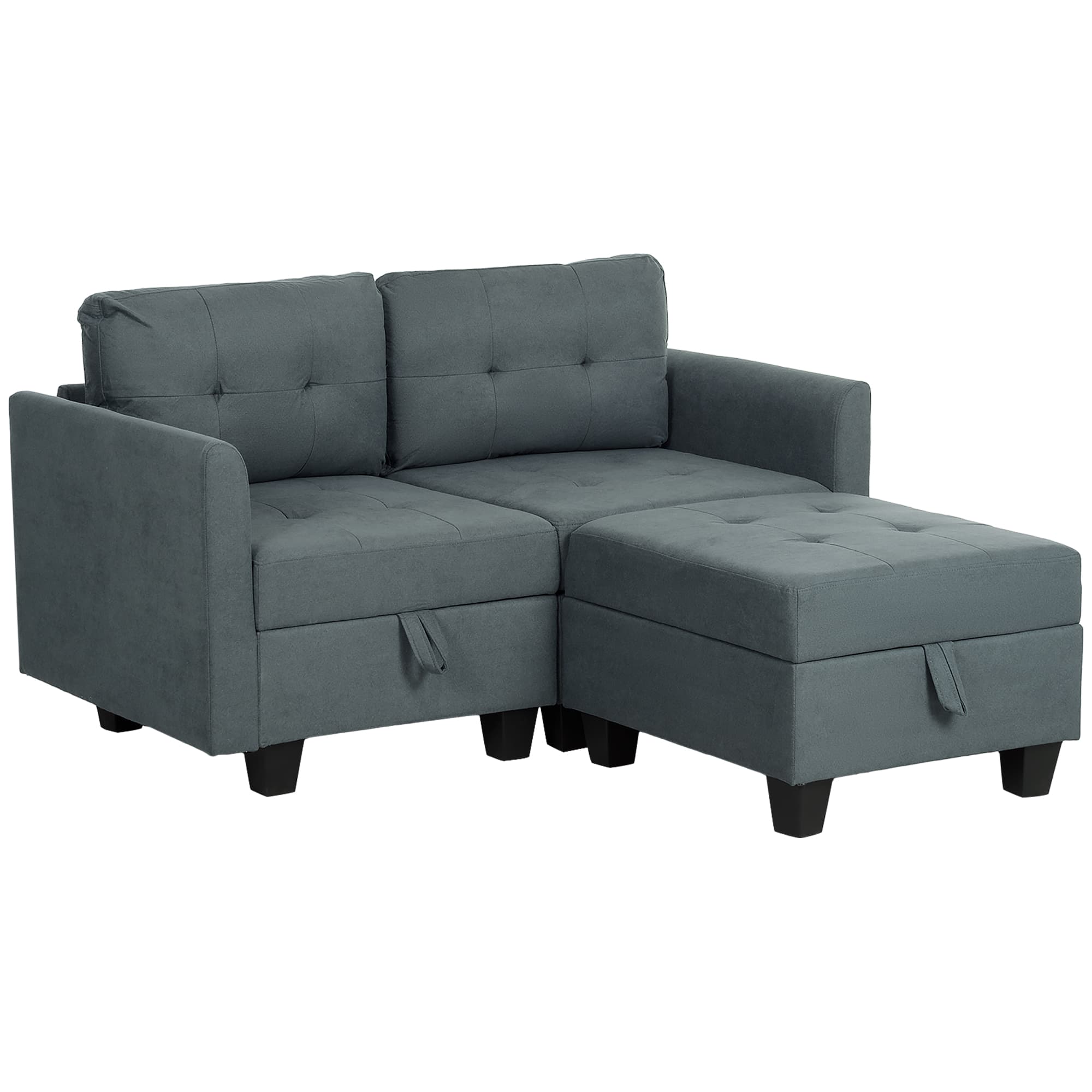 HOMCOM 'L' Shape Modular Storage Sofa - Dark Grey | Aosom UK