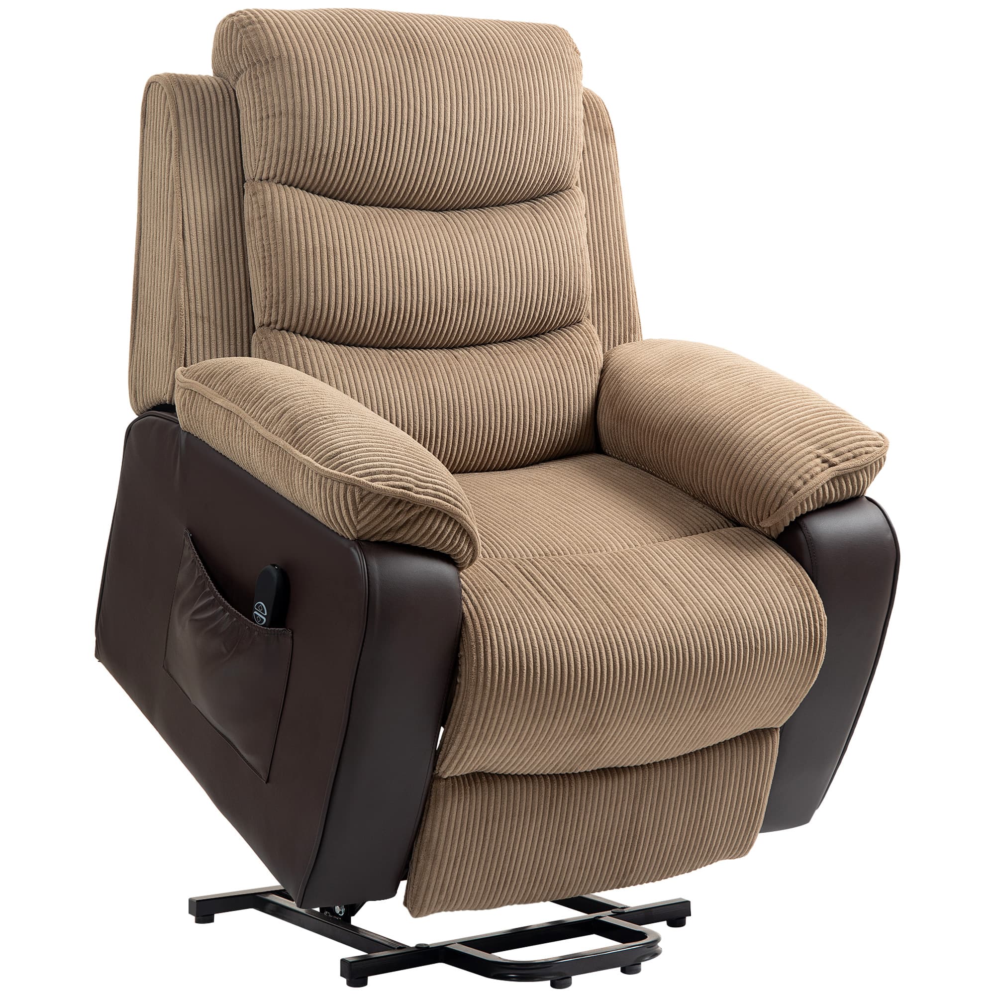 HOMCOM Power Lift Recliner Chair for Elderly, Patchwork Design Oversized Electric Riser and Recliner Armchair for Living Room, Brown