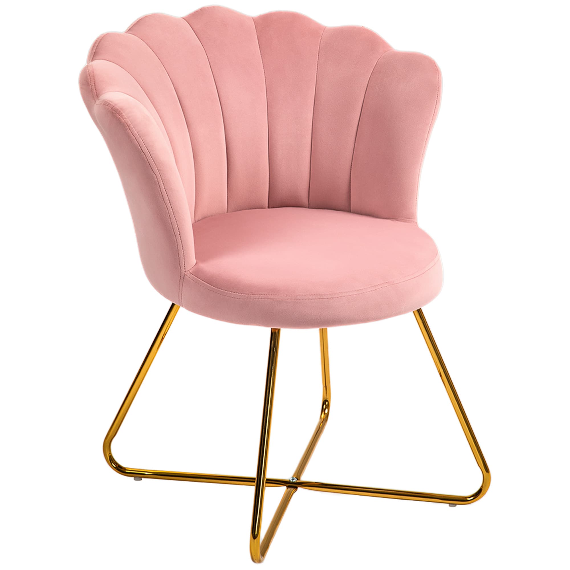 HOMCOM Velvet-Feel Lotus Petal Accent Chair - Pink | Aosom UK