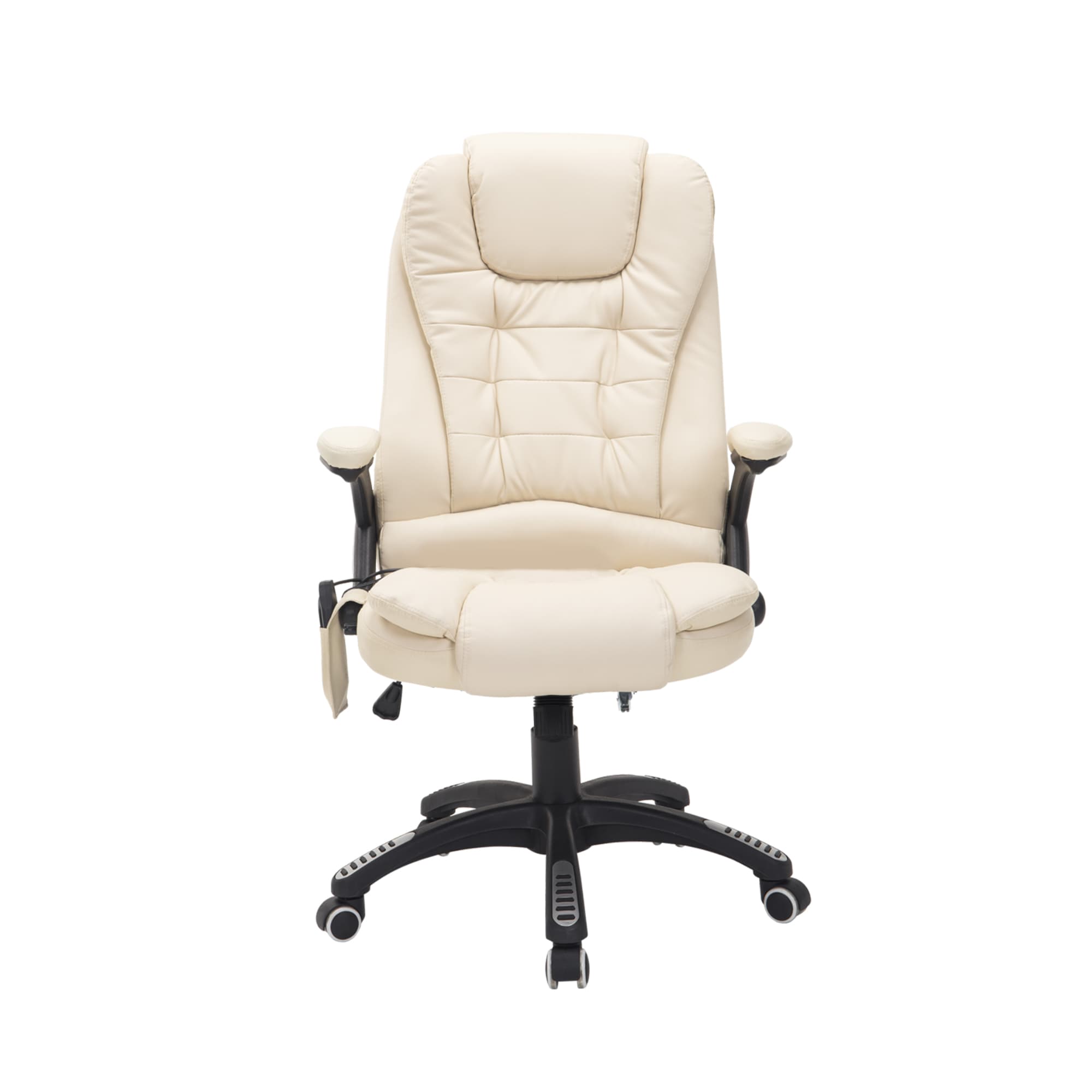 HOMCOM Executive Office Chair with Massage and Heat, High Back PU Leather Massage Office Chair With Tilt and Reclining Function, Beige