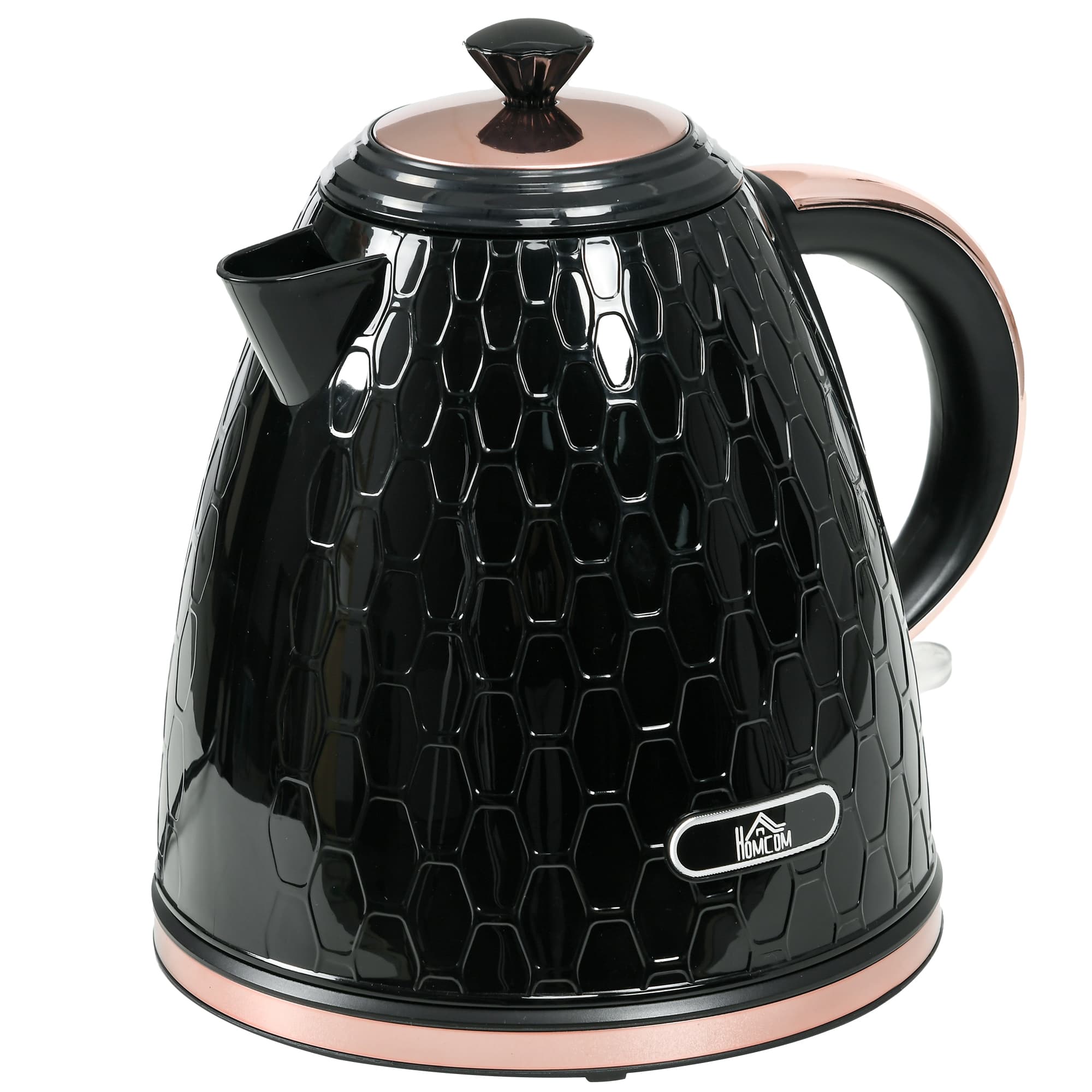 HOMCOM Electric Kettle, 1.7L, Fast Boil, 3kW Water Kettle with Removable Washable Anti-scale Filter, Auto Shut-off, 360° Swivel, Black | Aosom UK