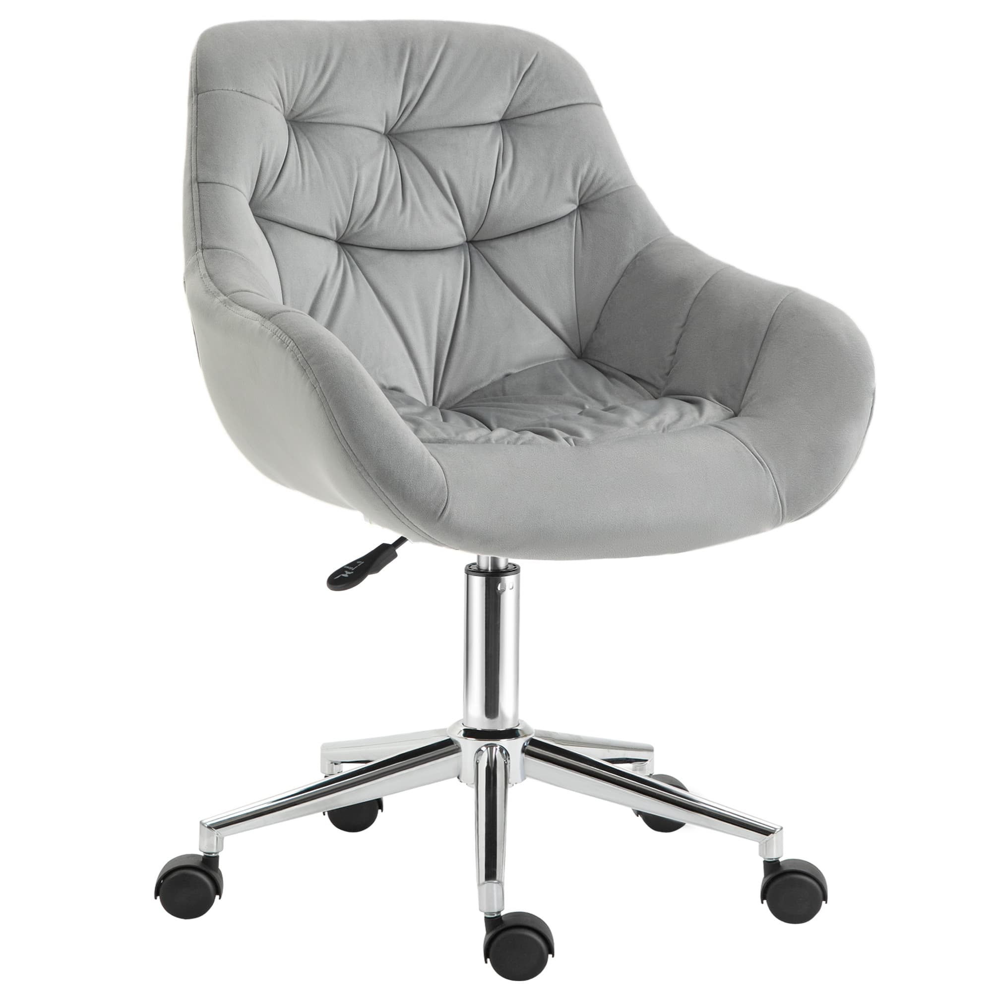 Vinsetto Velvet Ergonomic Office Chair: Adjustable Comfy Desk Chair with Arm and Back Support for Home, Grey | Aosom UK