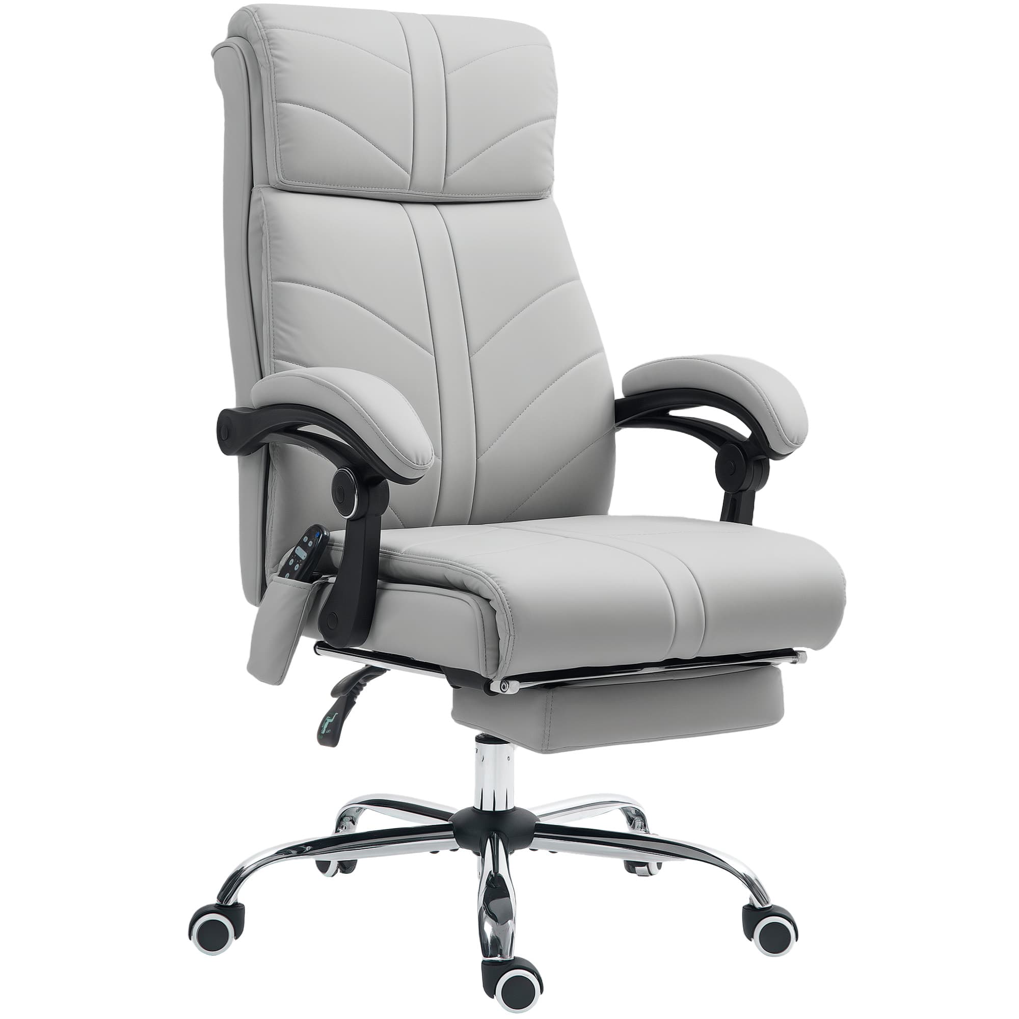 Vinsetto 4 Points Massage Office Chair with 3 Modes, Heating Office Chair with Foam Padding, Adjustable Swivel, Footrest, Light Grey | Aosom UK
