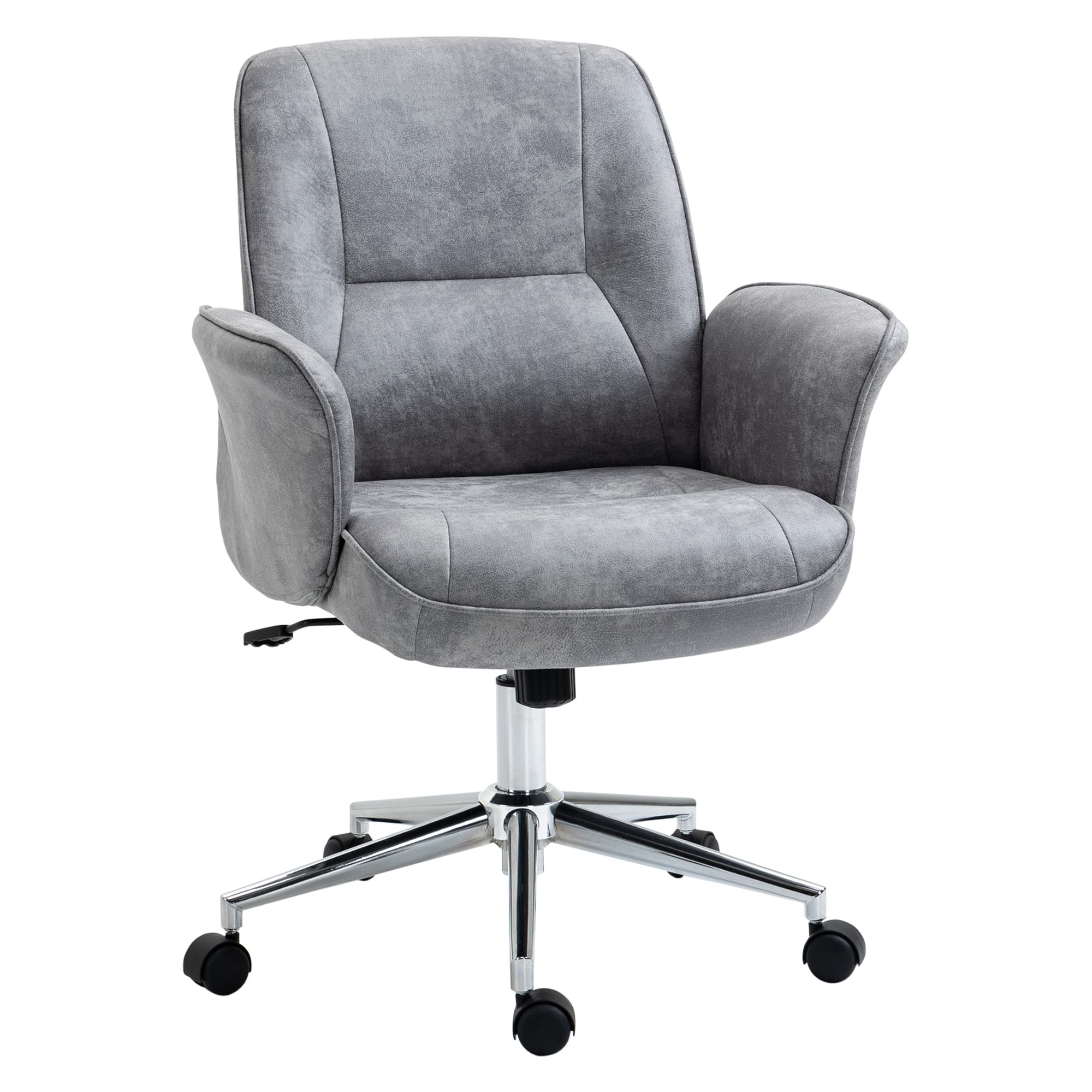Vinsetto Swivel Ergonomic Office Chair Mid Back Desk Chair for Home Study Bedroom, Cat Scratch Resistant, Light Grey | Aosom UK