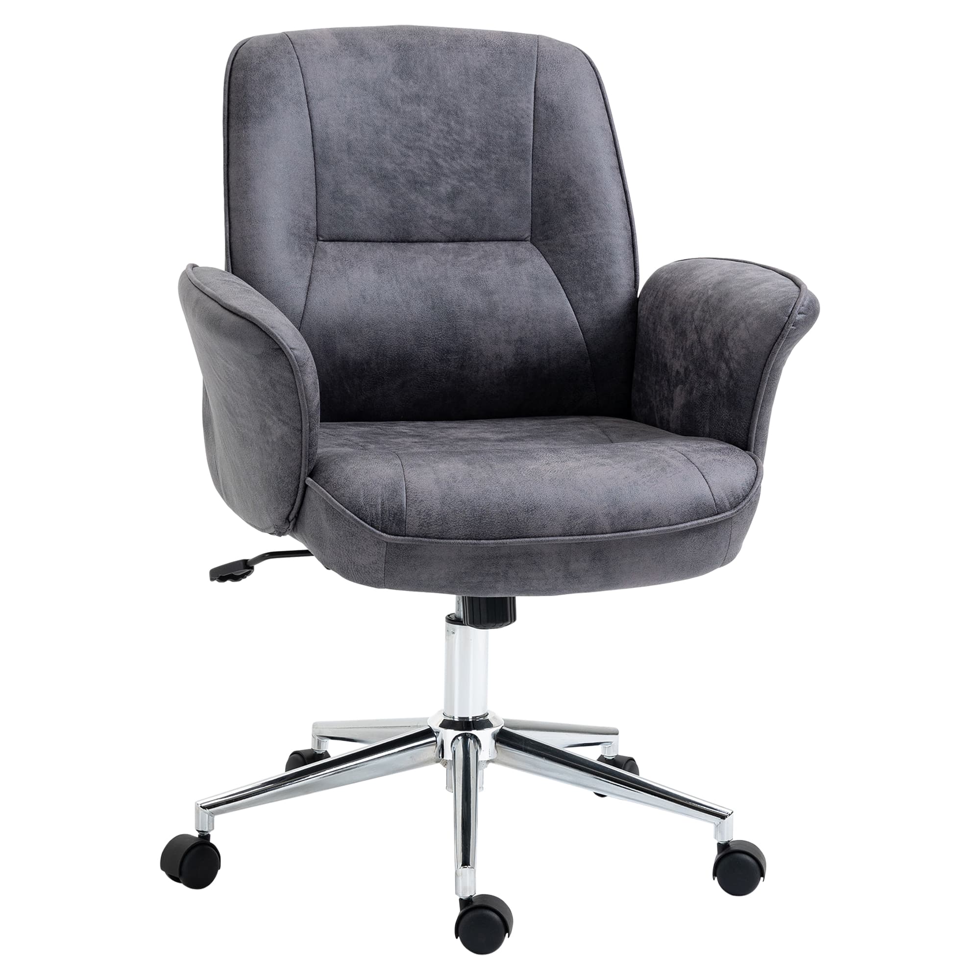 Vinsetto Swivel Computer Office Chair, Mid Back Computer Desk Chair for Home Study Bedroom, Ergonomic Desk Chair, Charcoal Grey | Aosom UK