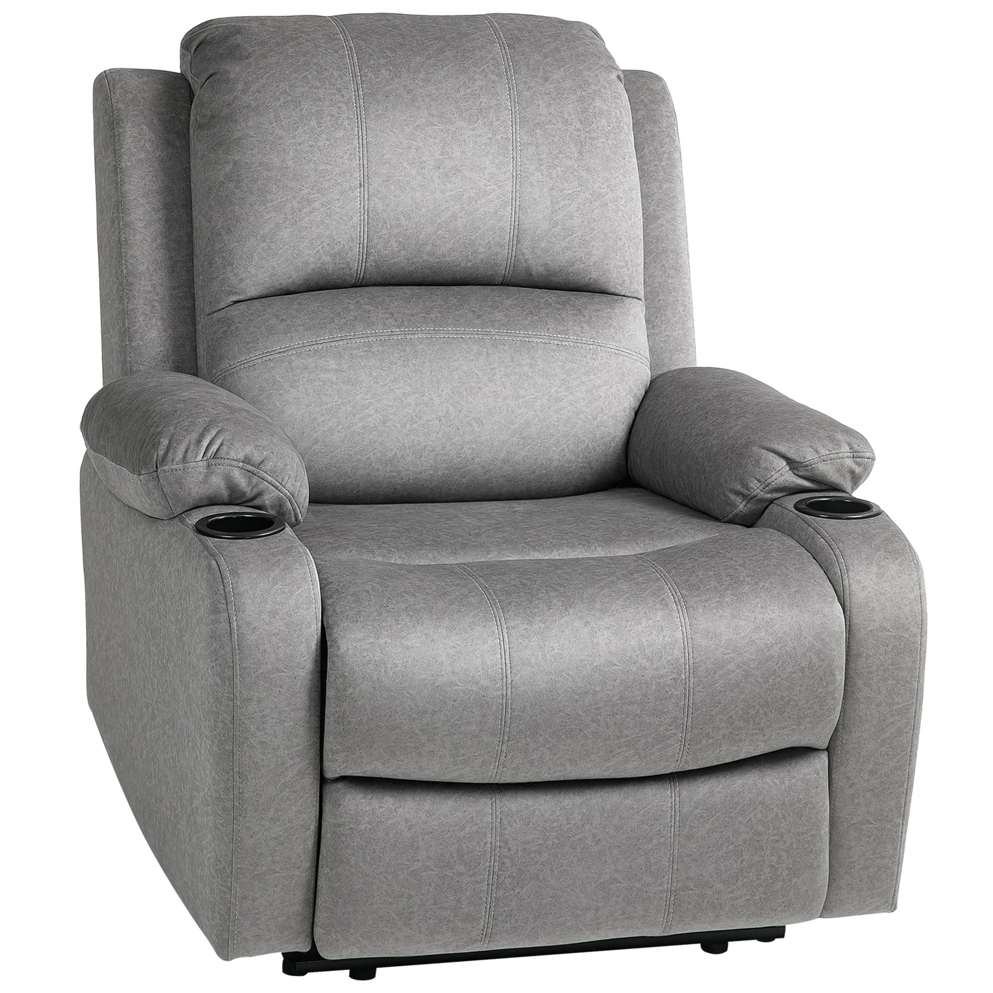 HOMCOM Microfibre Manual Reclining Armchair, with Footrest, Cat Scratch Resistant, Grey | Aosom UK
