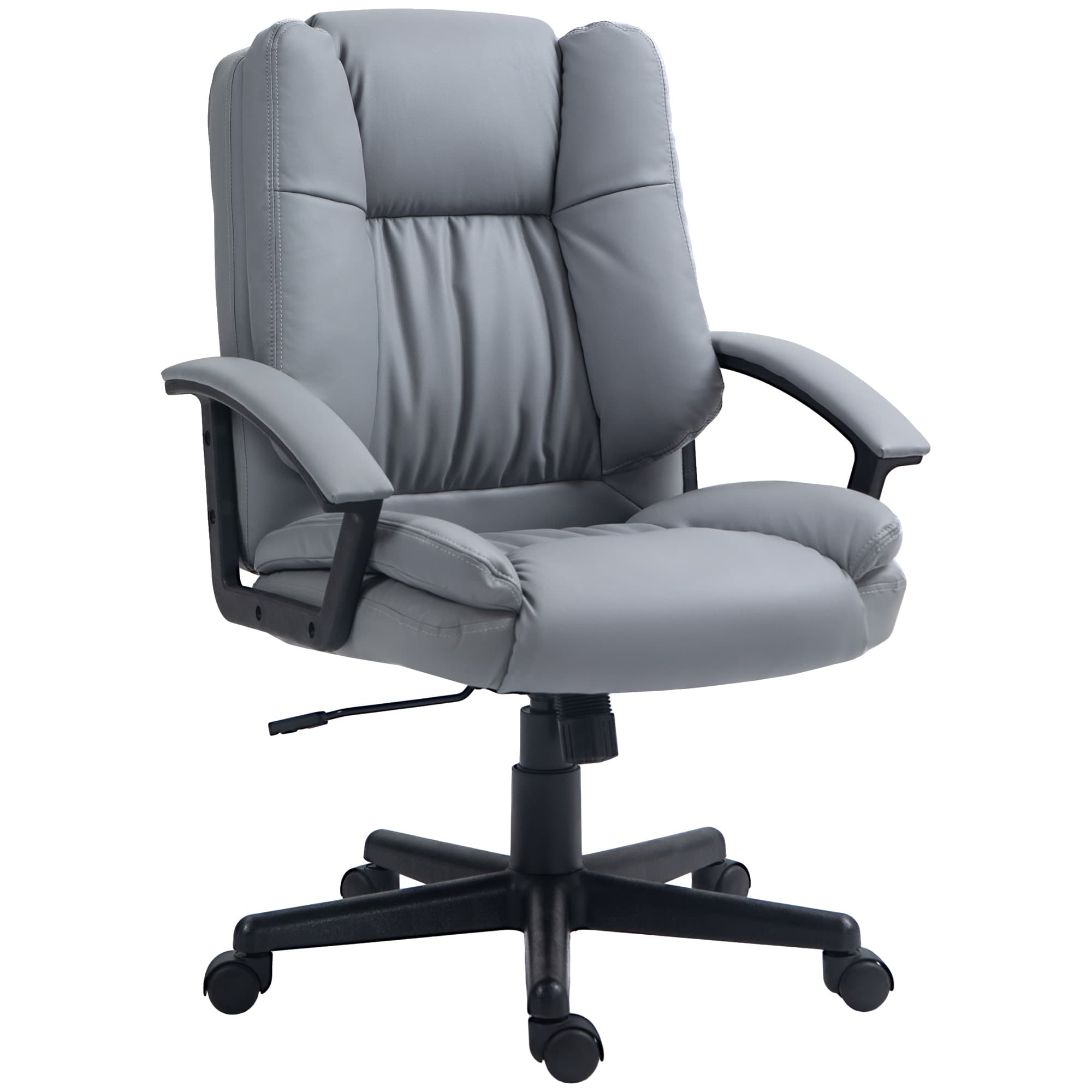 Vinsetto Leather Office Chair, Swivel Faux Leather Desk Chair with Height Adjustable & Smooth Rollers, Black | Aosom UK