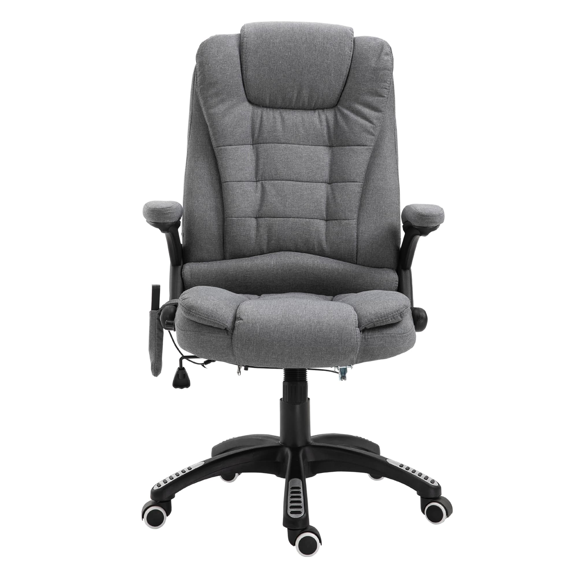 Vinsetto Heated Office Chair with Heated Massage & Adjustable Lumbar Support Breathable Fabric, 360° Swivel Wheels, Scratch Anti, Grey | Aosom UK