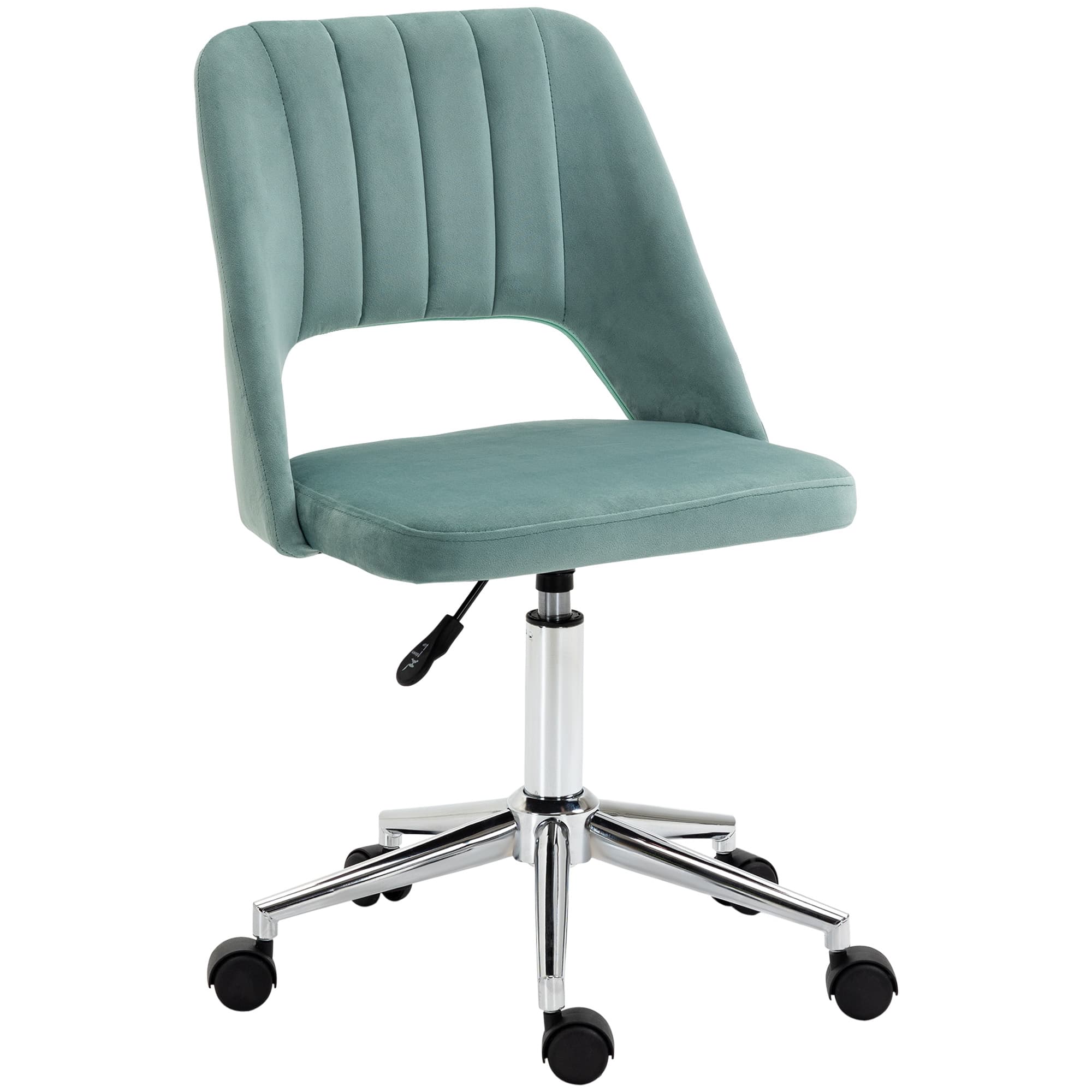 Vinsetto Mid Back Home Office Chair, Velvet Fabric, Swivel Scallop Shape, Makeup Chair, Computer Desk Chair for Home Study, Bedroom, Green | Aosom UK