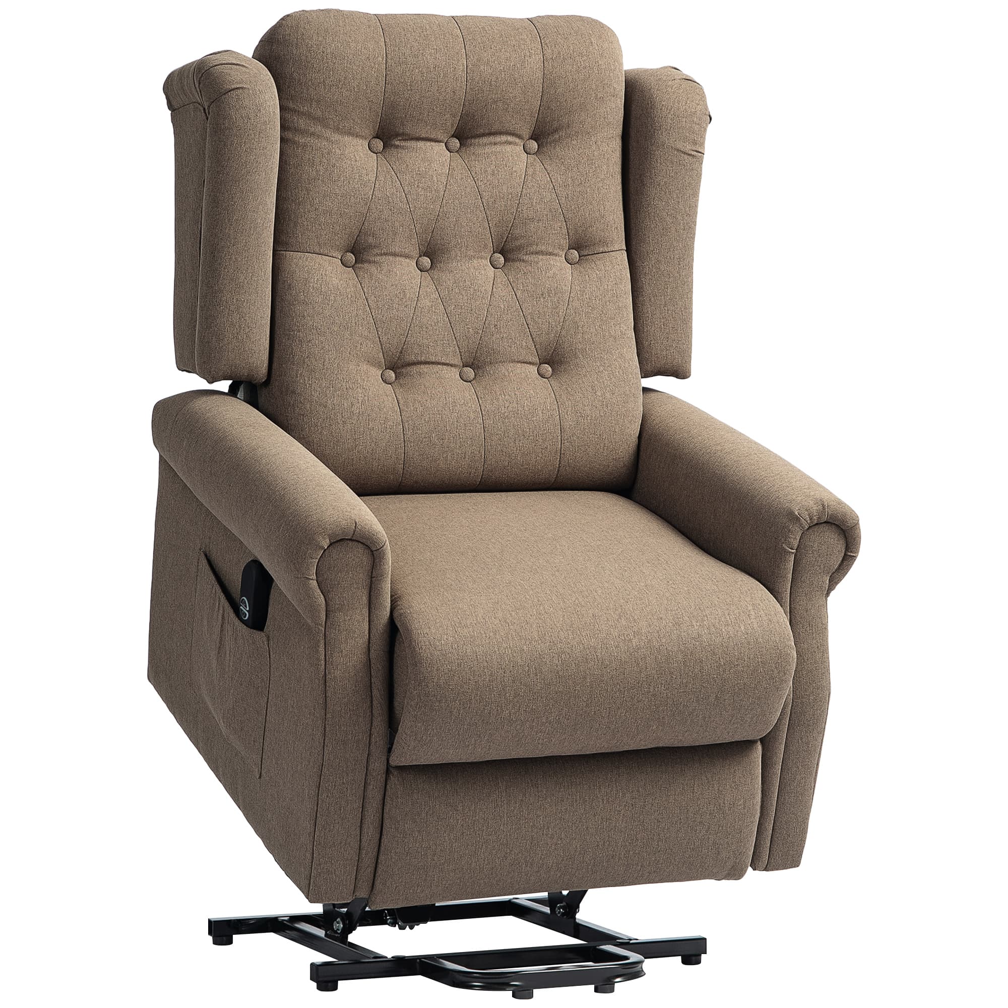 HOMCOM Power Lift Recliner Chair, Wingback Button Tufted Electric Lift Chair for Elderly with Remote Control, Pockets, for Living Room, Cat Scratch Resistant, Dark Brown