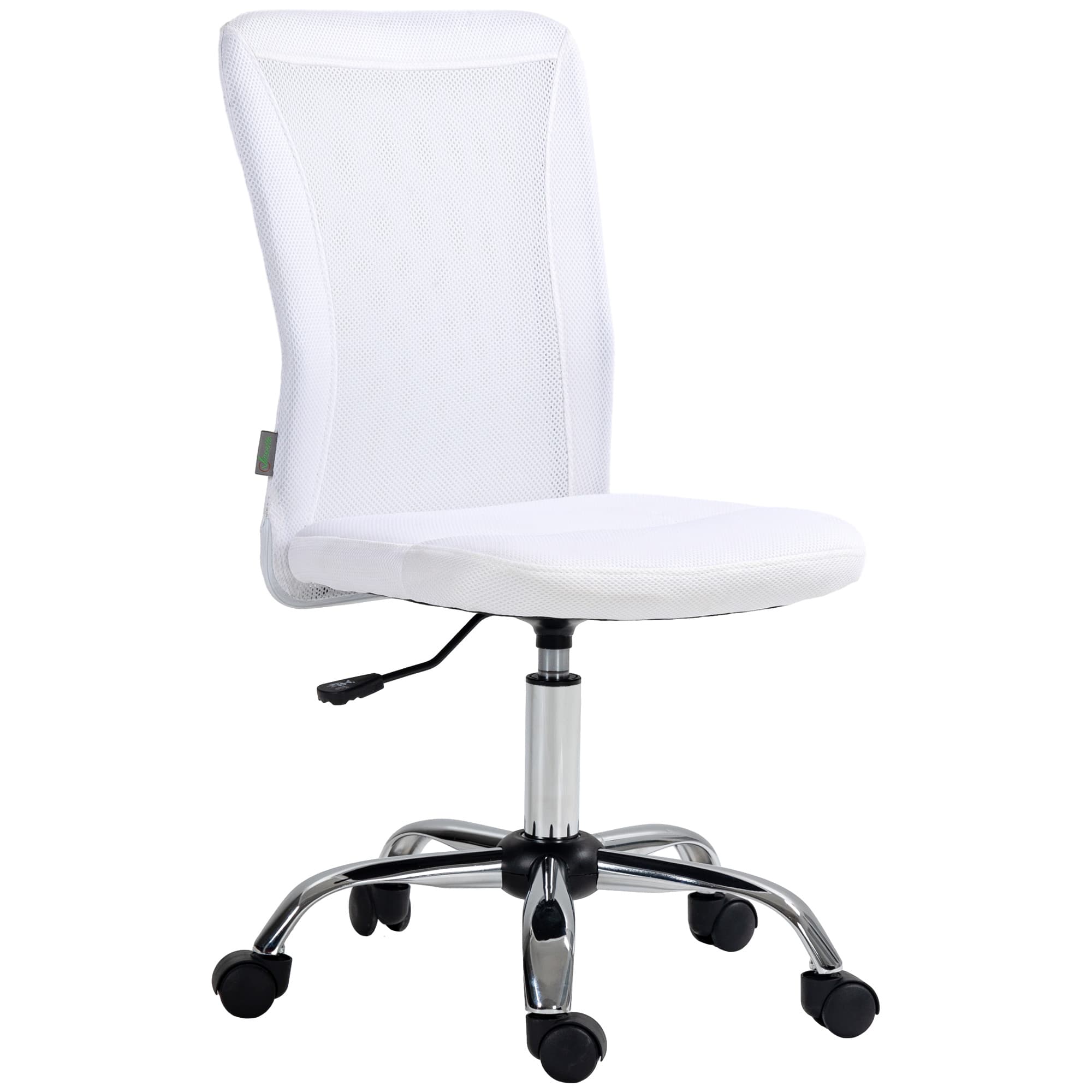 Vinsetto Swivel Office Chair, Armless Desk Chair with Adjustable Height, Breathable Back & Smooth Swivel Wheels, White | Aosom UK