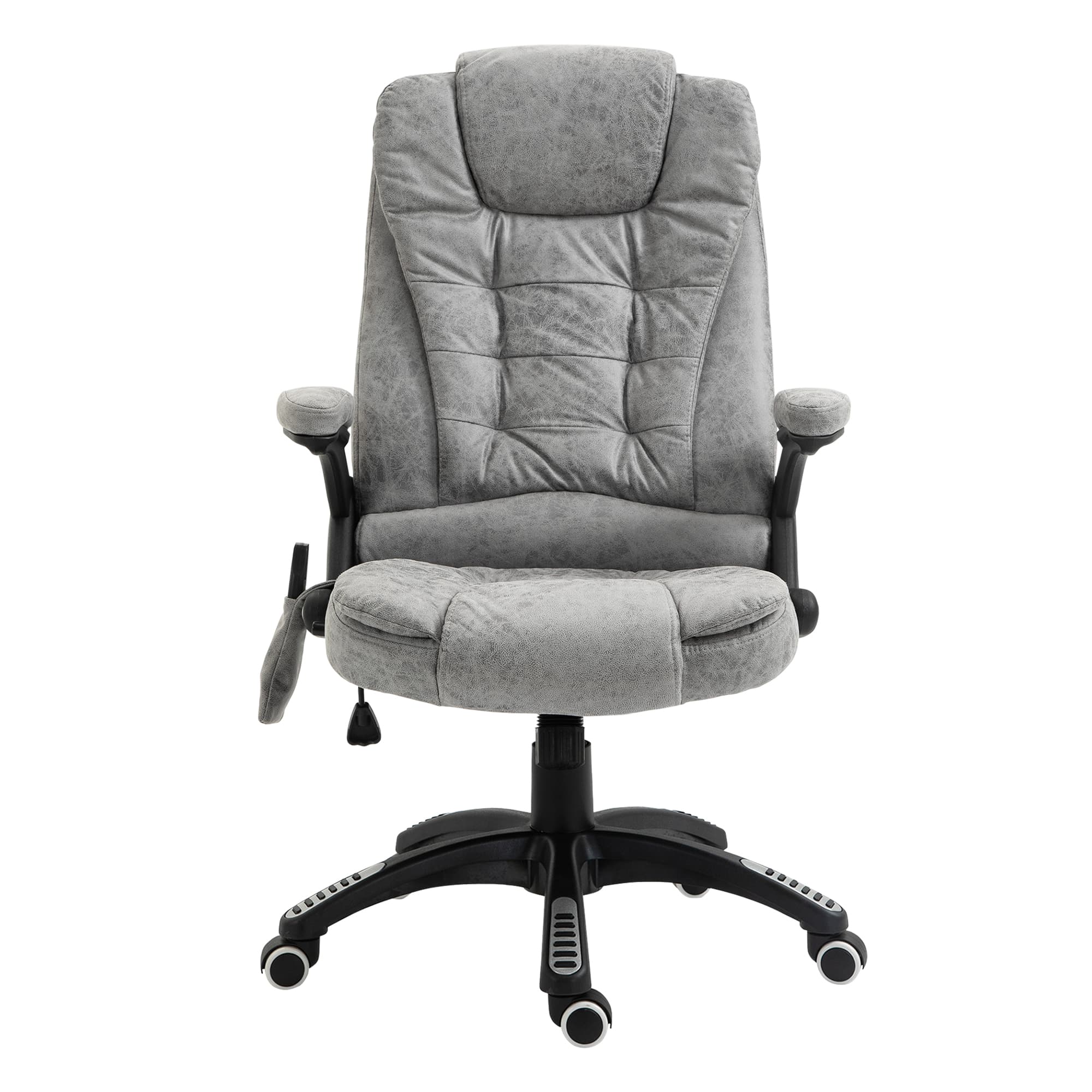 Vinsetto Heated Massage Recliner: 6 Massage Points, Microfiber, 360° Swivel, Slate Grey | Aosom UK