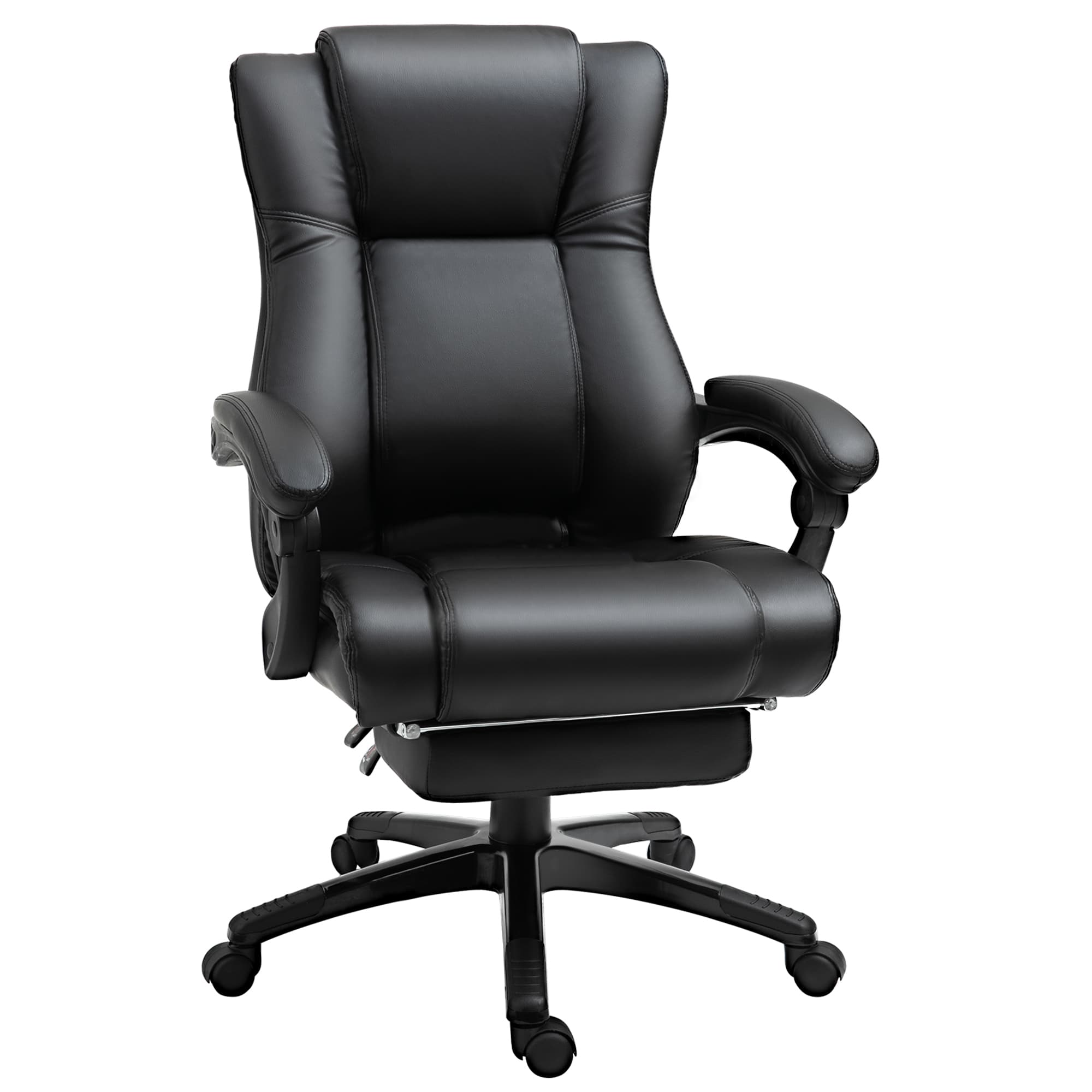 Vinsetto Executive Office Chair: High-Back Swivel Recliner, PU Leather, Footrest & Wheels, Black | Aosom UK