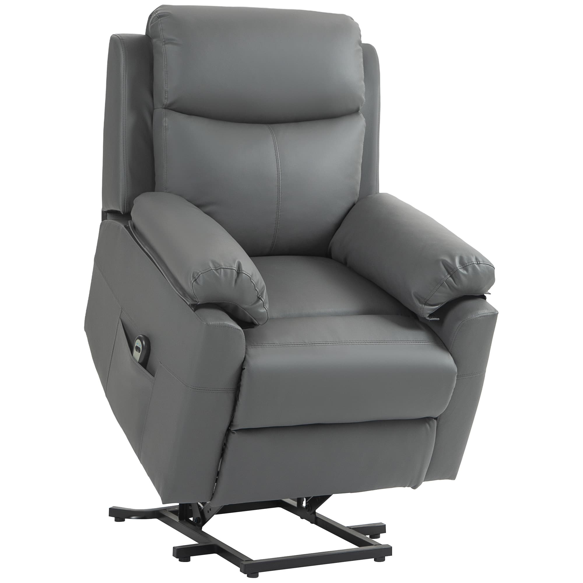 HOMCOM Riser Recliner Chairs Power Recliner Chair for the Elderly, Lift Chair with Remote Control, Side Pockets, Charcoal Grey | Aosom UK