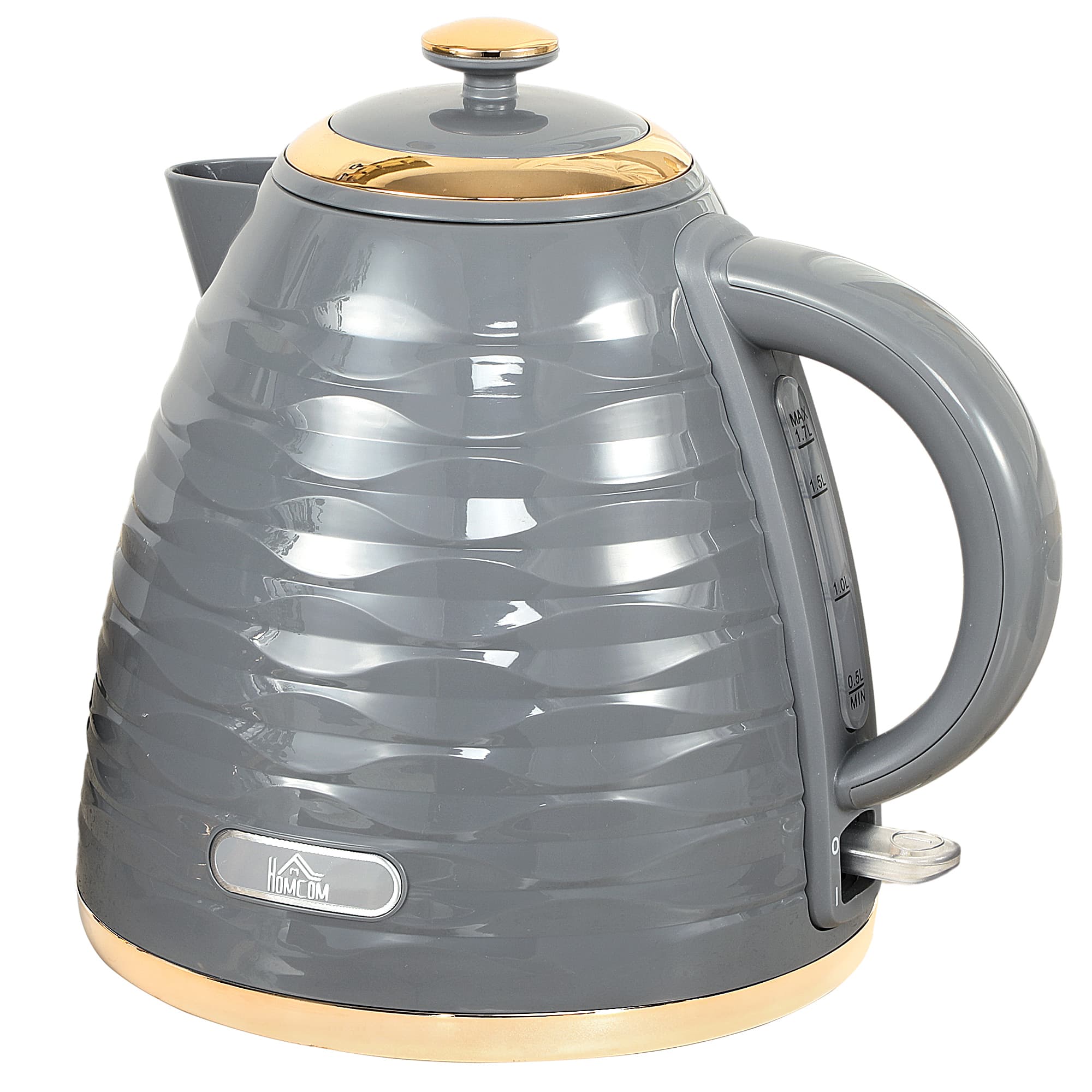 HOMCOM Electric Kettle, 1.7L, Fast Boil, 3kW Water Kettle with Removable Washable Anti-scale Filter, BPA Free, Grey | Aosom UK