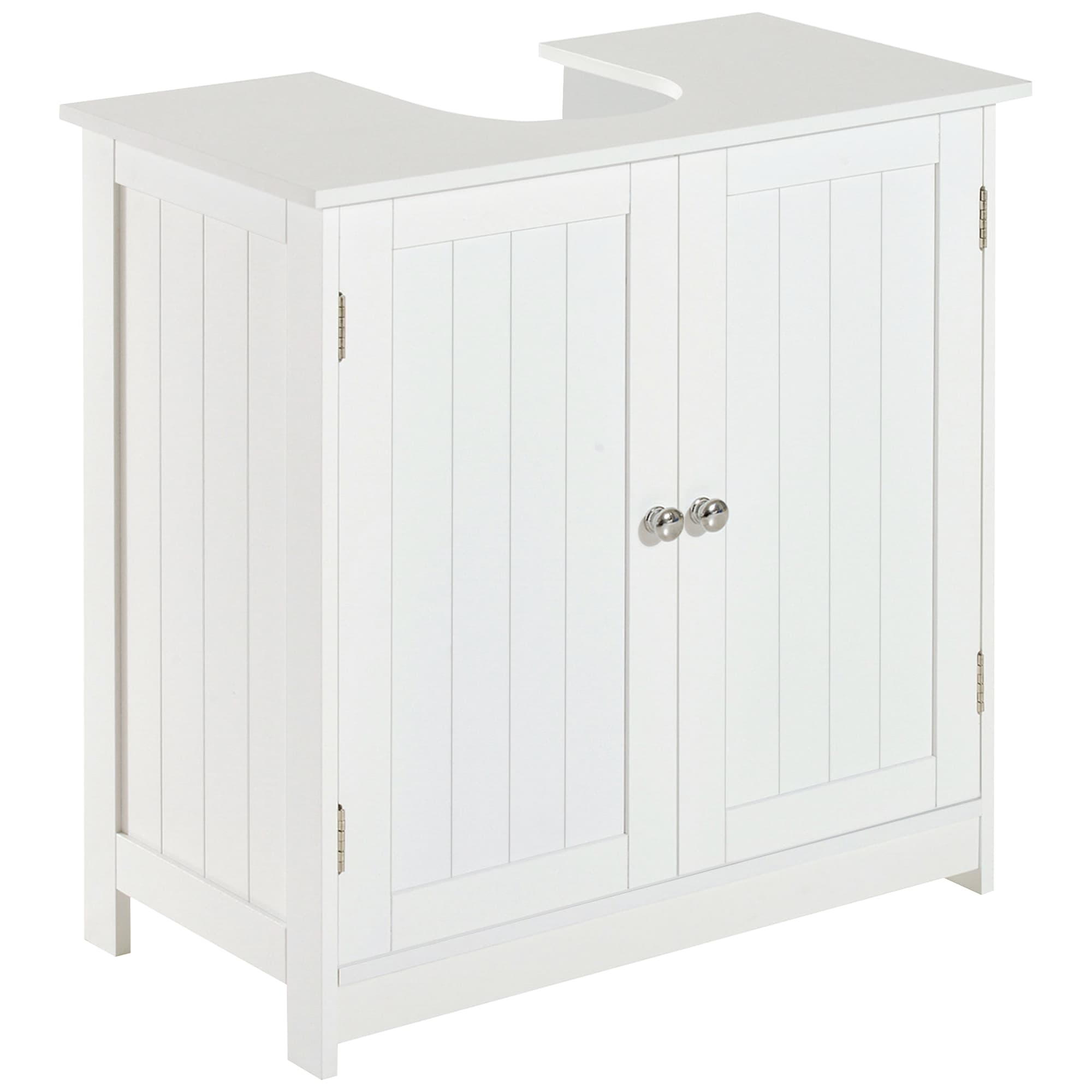 HOMCOM Under-Sink Vanity Unit: 2-Tier Bathroom Cabinet, Space-Saving Wooden Storage, Classic White | Aosom UK