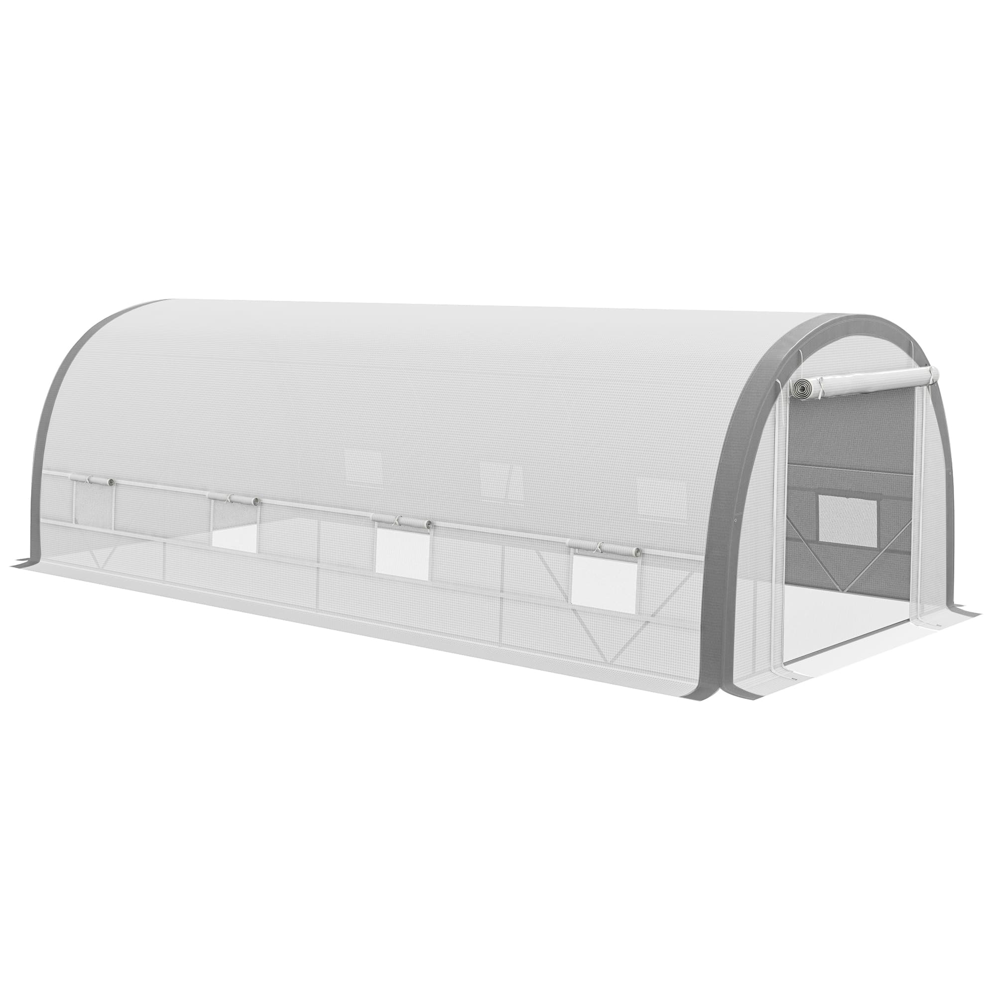 Outsunny Greenhouse for Seedlings Polytunnel with 15 Plant Labels, White | Aosom UK