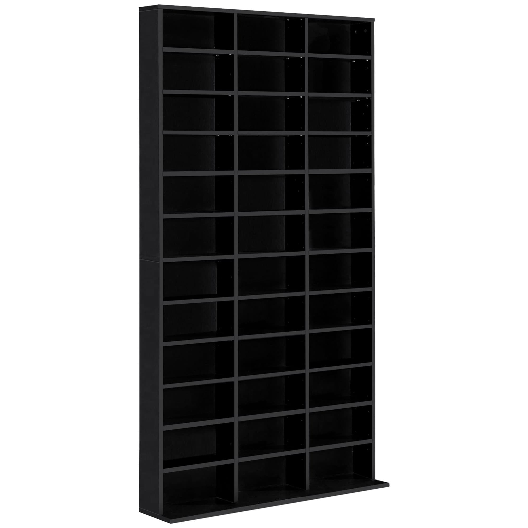 HOMCOM CD / DVD Storage Shelf Storage Unit for 1116 CDs Height-Adjustable Compartments 102 x 24 x 195 cm Black