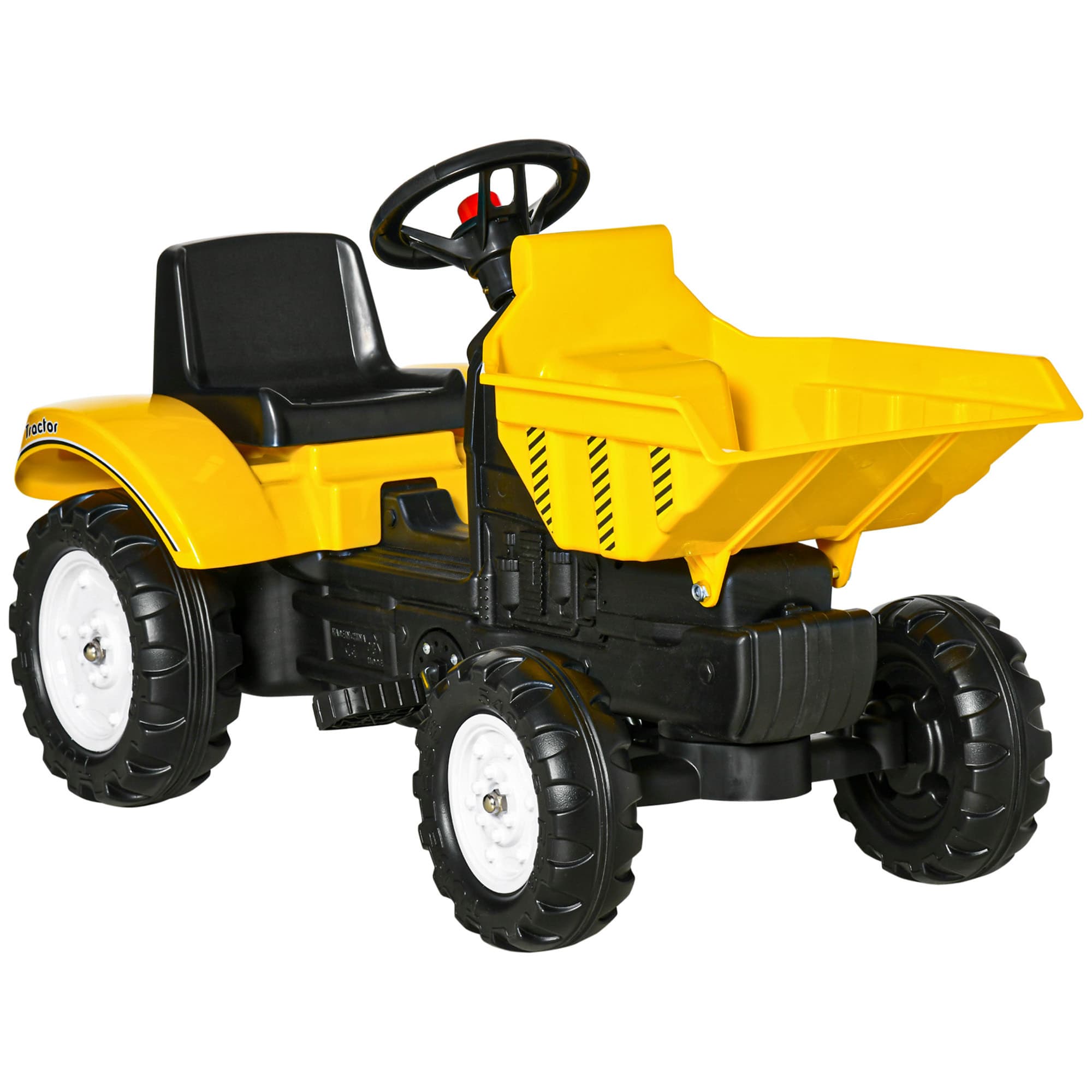 HOMCOM Kids Ride on Tractor No Power Pedal Go Kart with Manual Control Bucket for 3-6 Years Old | Aosom UK