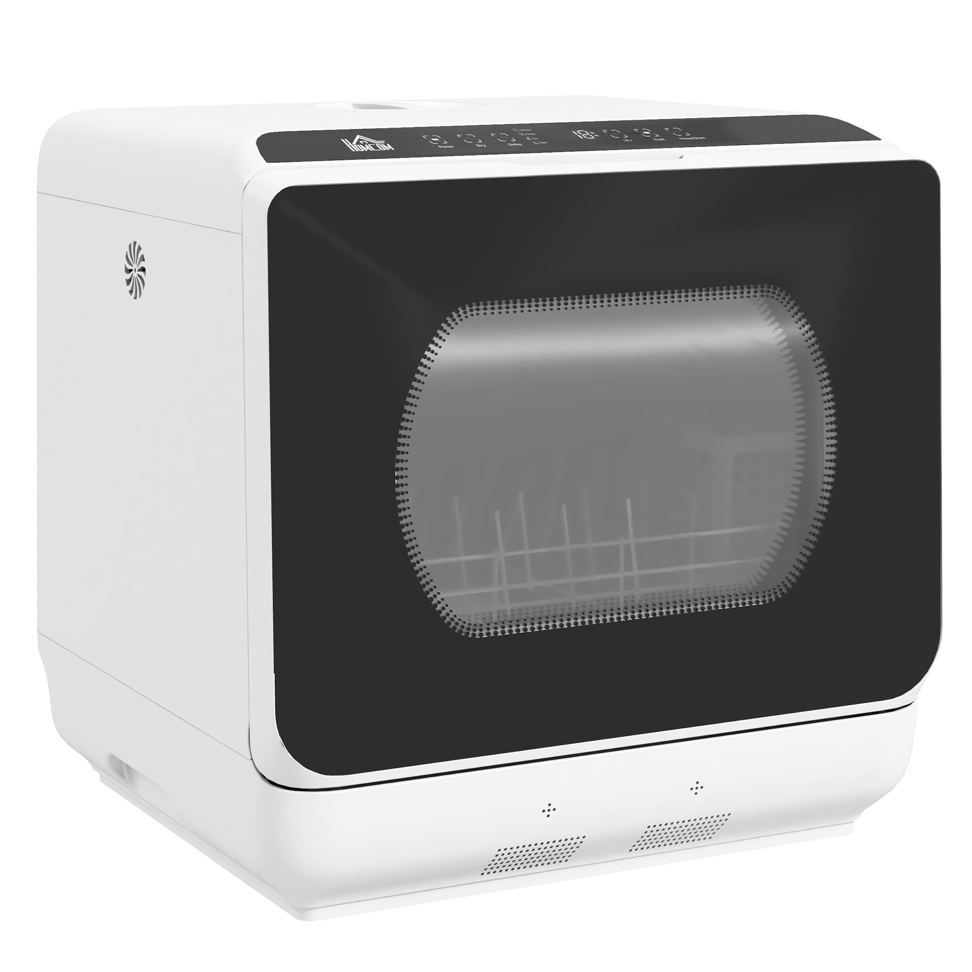 HOMCOM Table Top Dishwasher, Mini Countertop Dishwasher with 4 Place Settings, 6 Programmes, 6L Water Tank, Touch Control, LED Display | Aosom UK