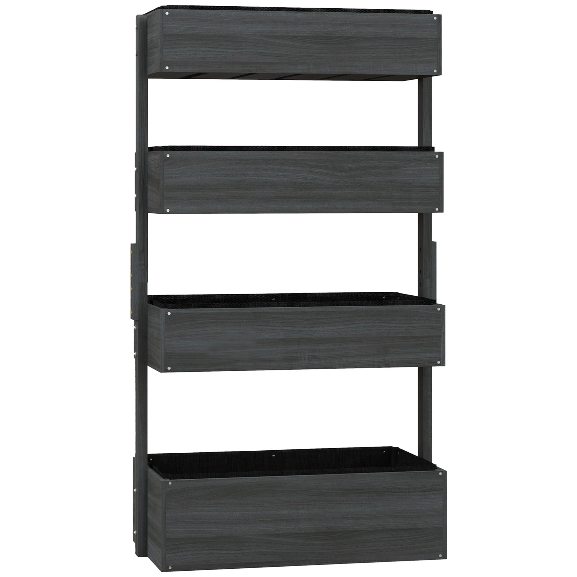 Outsunny Plant Pot Stand 4-Tire Outdoor Wooden Plant Stand, 142 x 80 x 45CM, Grey | Aosom UK