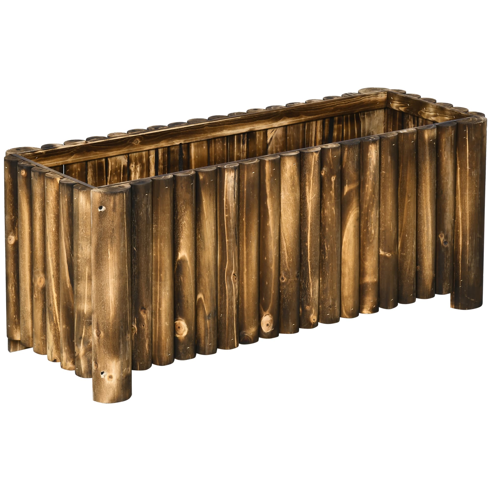 Raised Flower Bed Wooden Rectangualr Planter Container Box Wood 4 Feet | Aosom UK