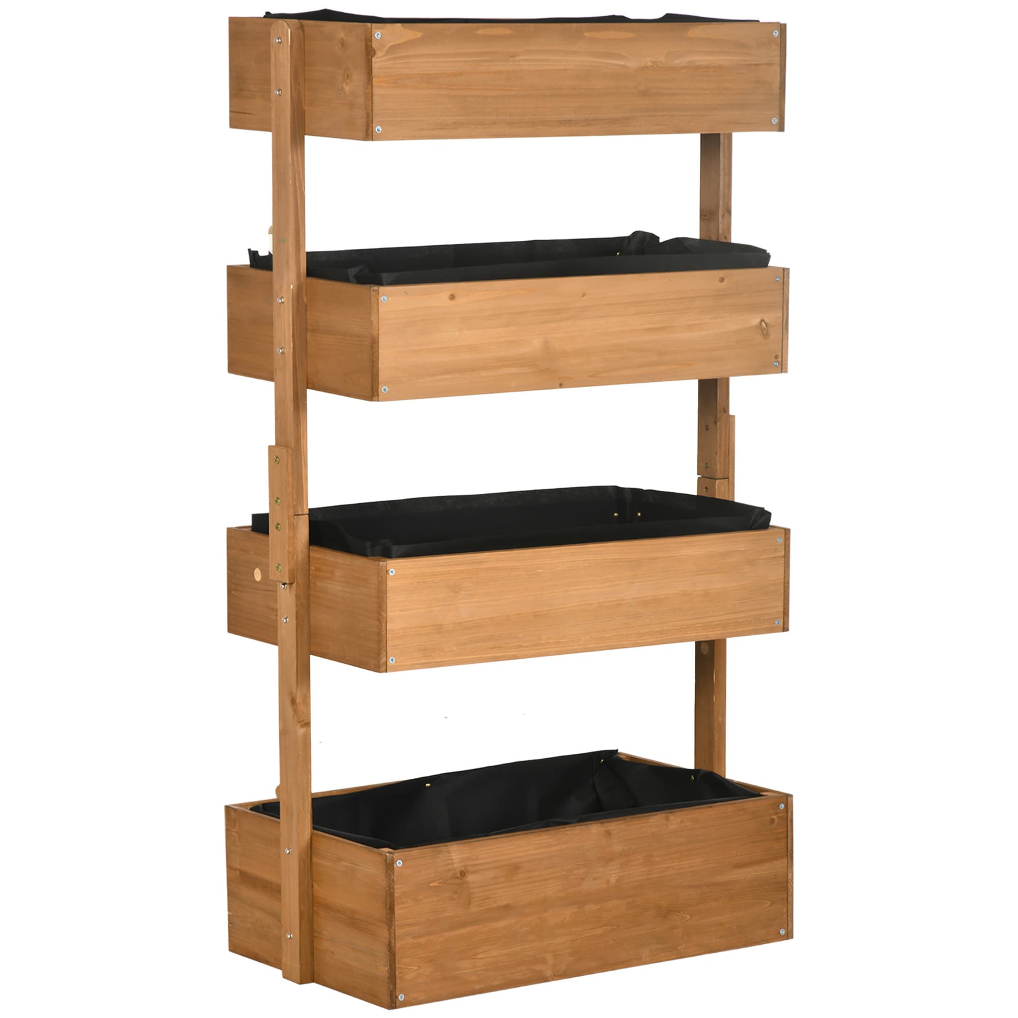 Outsunny 80cm x 45cm x 142cm 4-Tier Raised Garden Bed, Fir Wood Vertical Planter Box, Freestanding Elevated Plant Stand Outdoor | Aosom UK