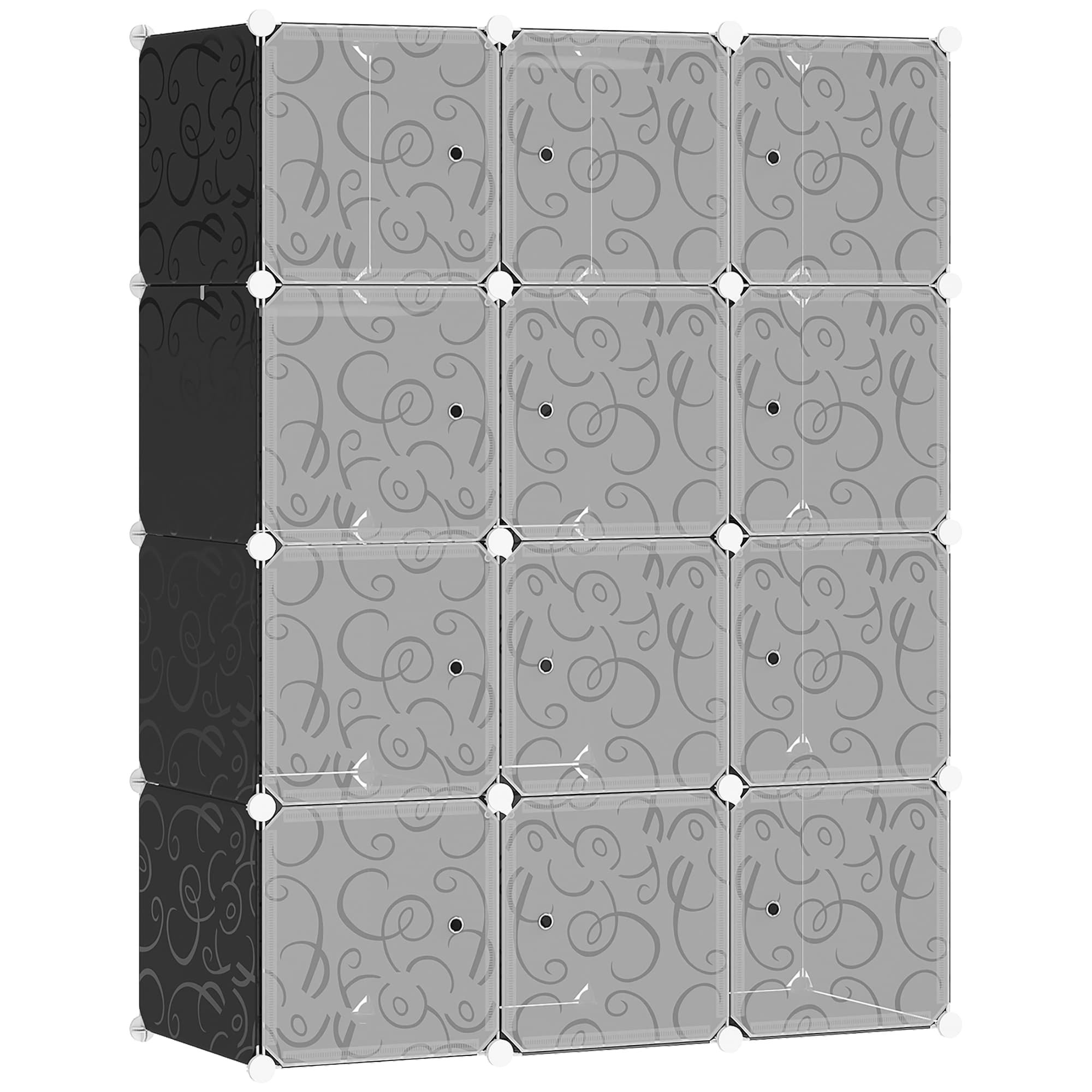 HOMCOM Modular Wardrobe: Interlocking Plastic Cubes for Bedroom Clothes Storage, White Organiser | Aosom UK