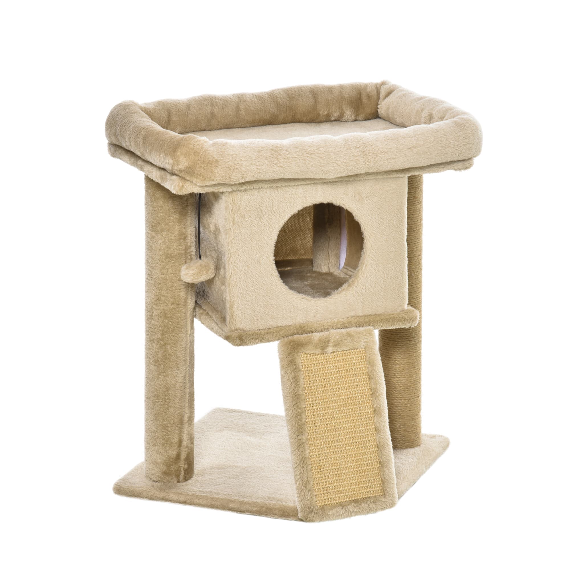 PawHut Cat Tree Tower, Kitten Climbing Activity Centre with Jute Scratching Pad, Ball Toy, Condo Perch Bed, 40 x 40 x 57 cm, Coffee | Aosom UK