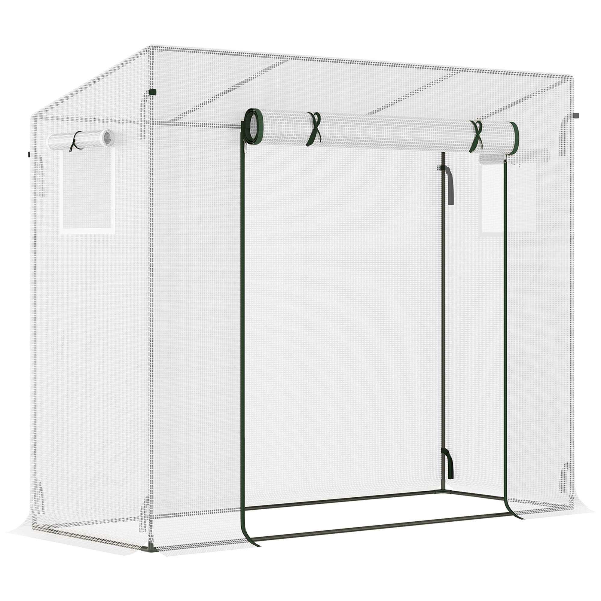 Outsunny 200x76x168cm Walk-in Garden Greenhouse Patio Lean to Hot House, Plants Flowers Herbs Tomato Grow w/ Steel Frame Door Window Patio | Aosom UK