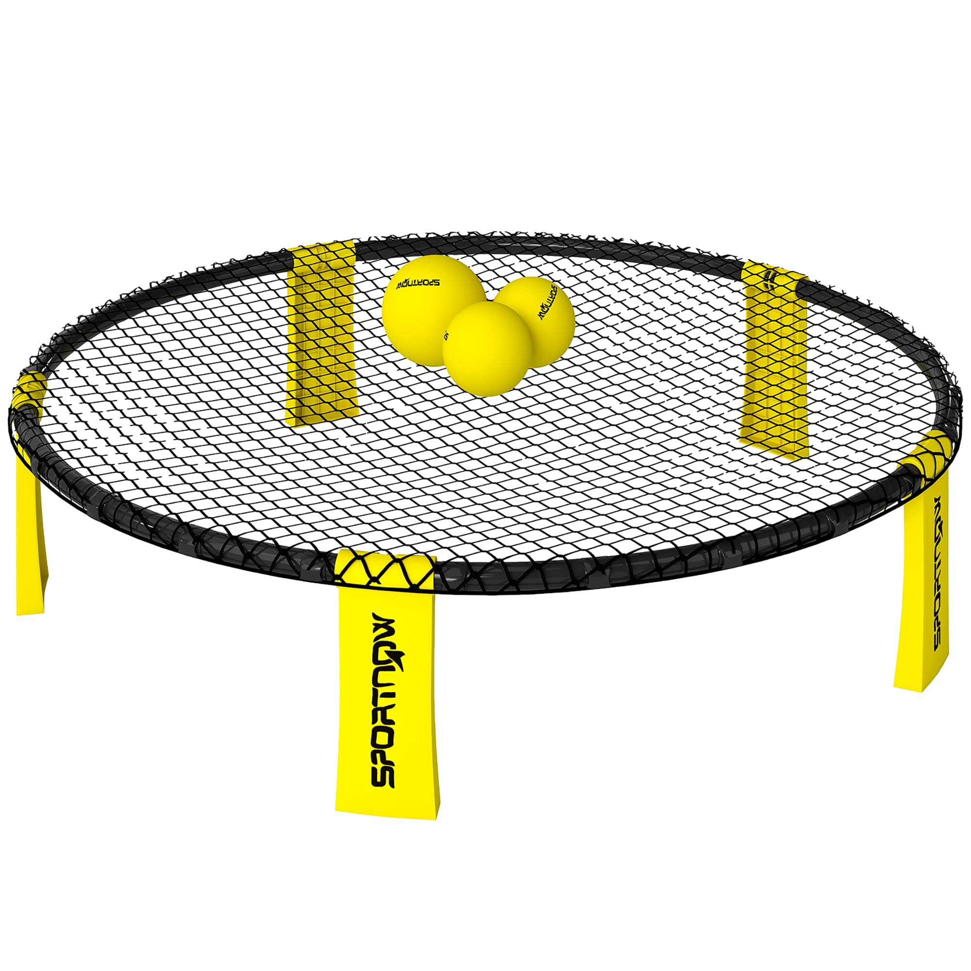 SPORTNOW Spike Ball Set, Mini Beach Games Set with Net, 3 Balls and Ball Pump, Portable with Carrying Bag for Outdoor Team Sports, Yellow