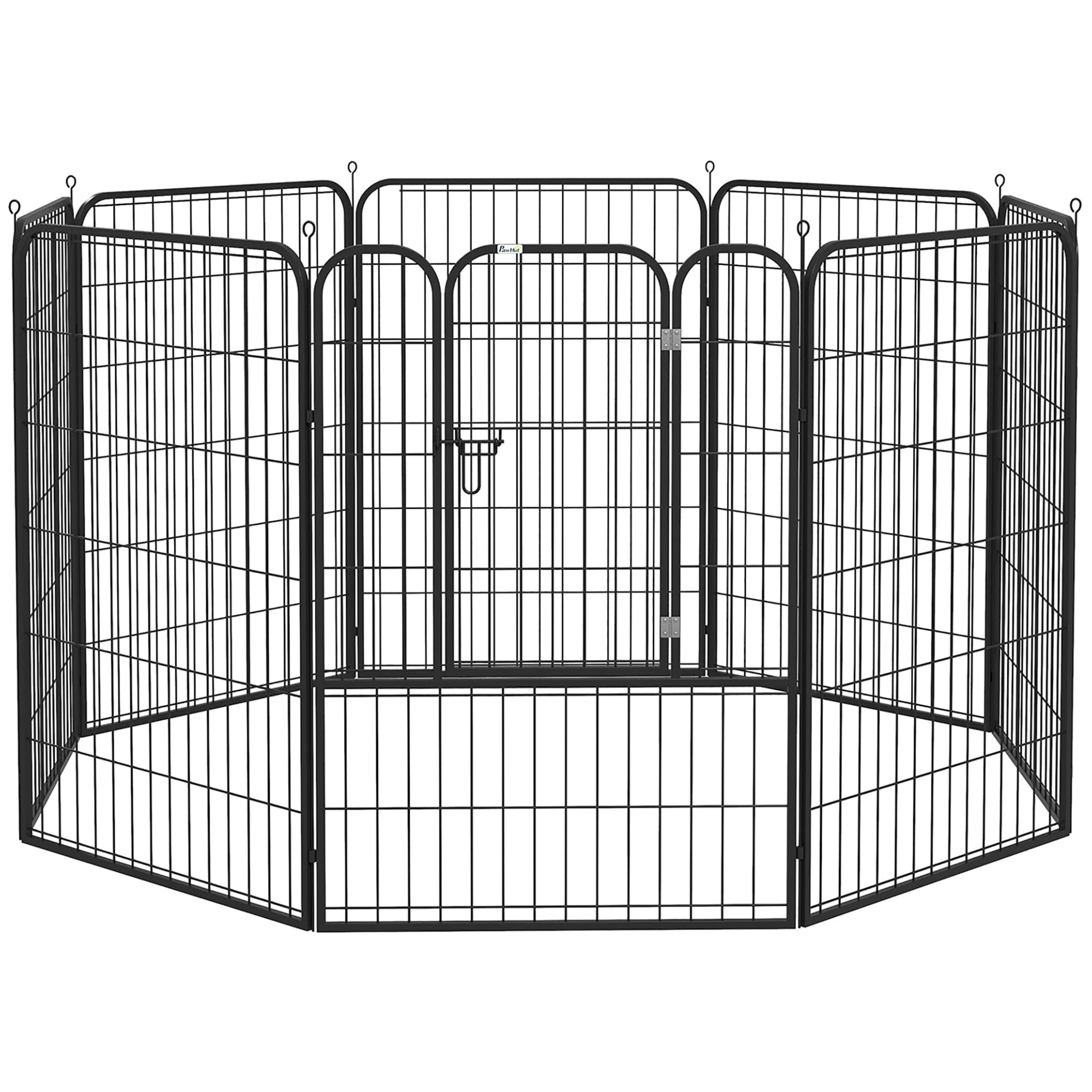 PawHut Heavy Duty 8 Panel Dog Play Pen Pet Playpen for Puppy Rabbit Enclosure Foldable Indoor Outdoor 80 x 100 cm | Aosom UK